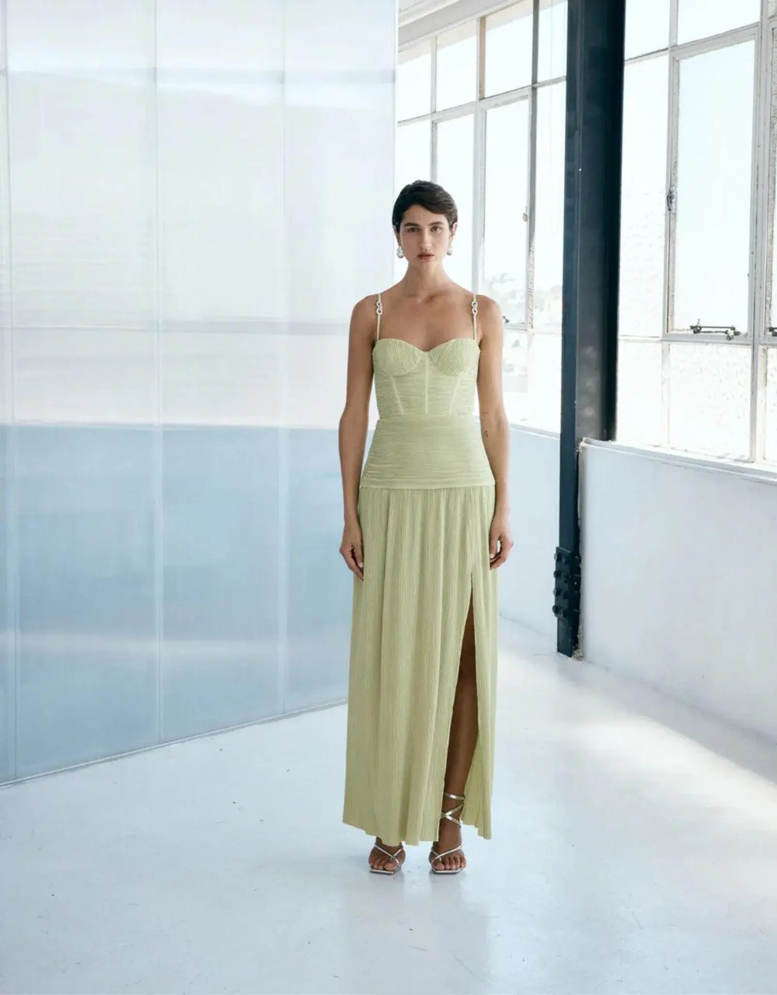 Manning Cartell Double Time Pleat Dress Pistachio Size AU 8 - Image 1