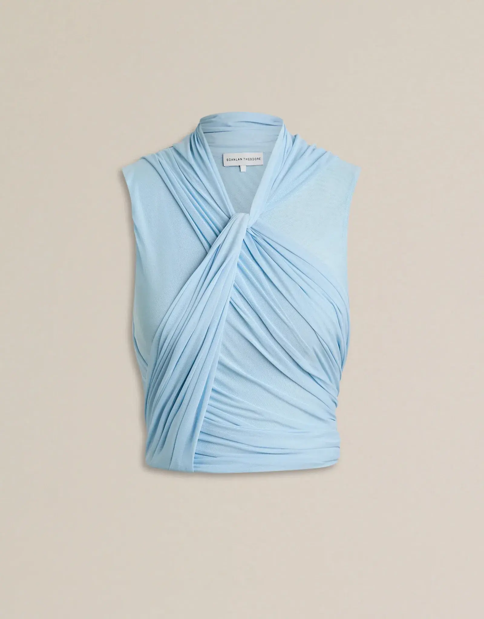 Scanlan Theodore Mesh Drape Top and Gathered Skirt Pale Blue Size AU 8  - Image 4
