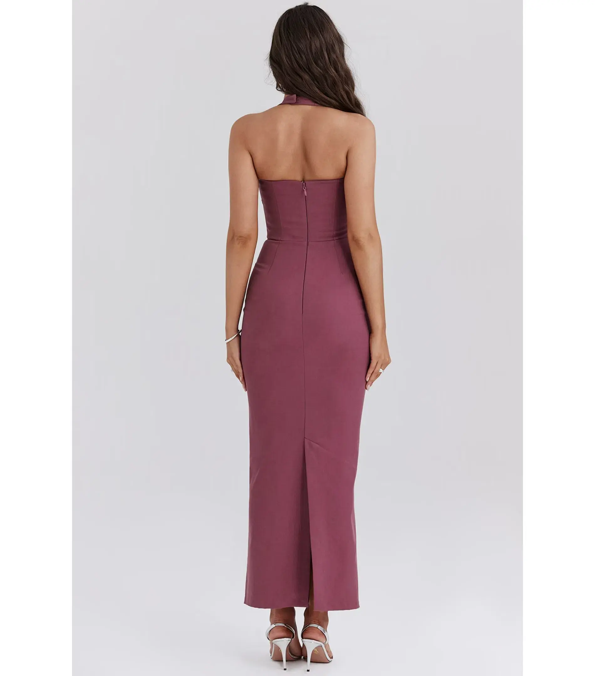 House Of CB Mia Twill Halter Maxi Dress Mulberry Size S / AU 8  - Image 4
