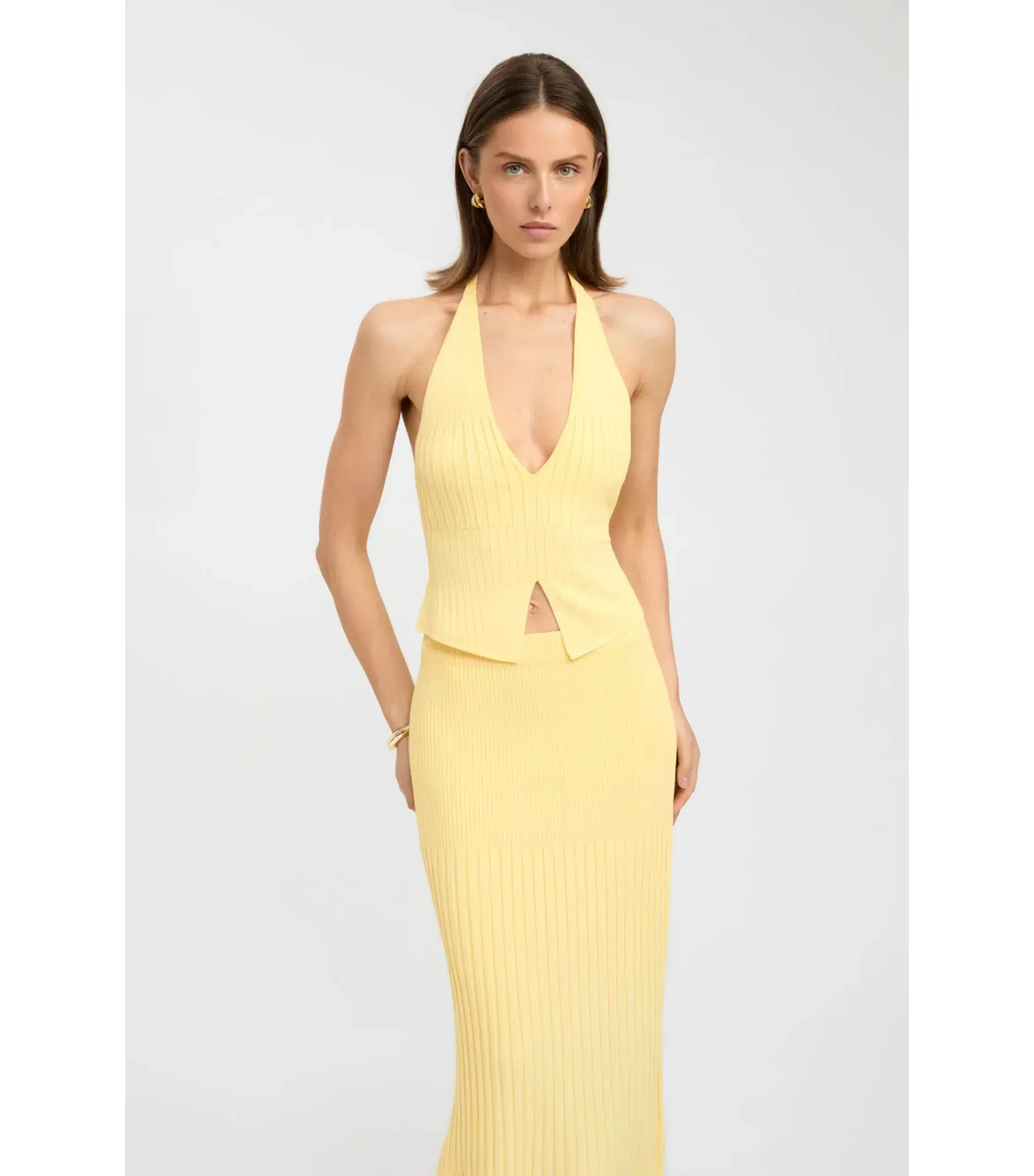 Kookai Serah Vee Top and Skirt Set in Lemon Size AU 10 - Image 2