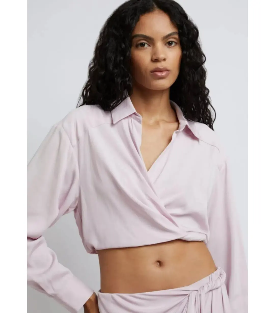 Christopher Esber Wrapped Cropped Blouse and Skirt Set in Blush Size AU 12 for rent on The Volte - main image
