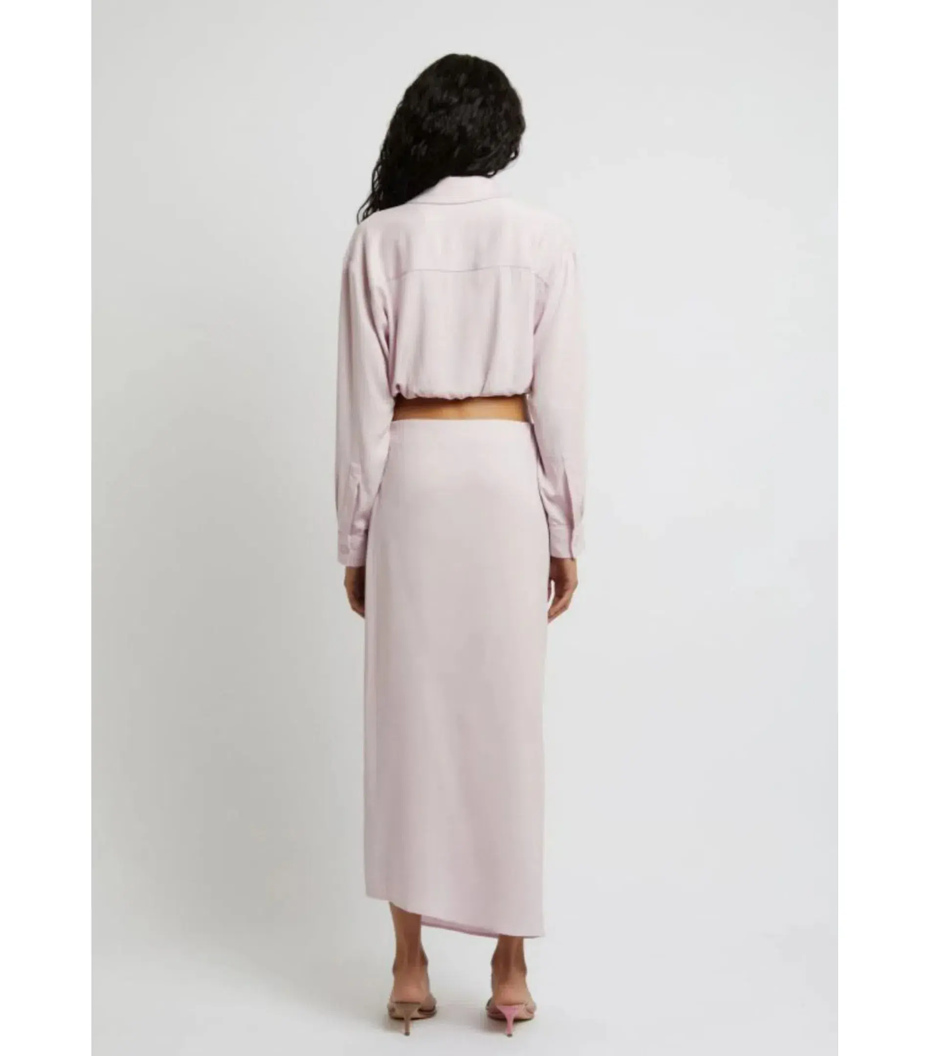 Christopher Esber Wrapped Cropped Blouse and Skirt Set in Blush Size AU 12 - Image 4