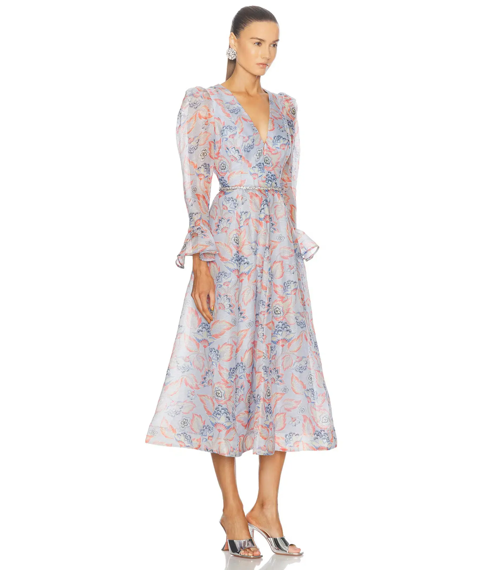 Zimmermann Eden Long Sleeve Midi Dress in Sapphire Eden Size 3 / AU 14 - Image 2