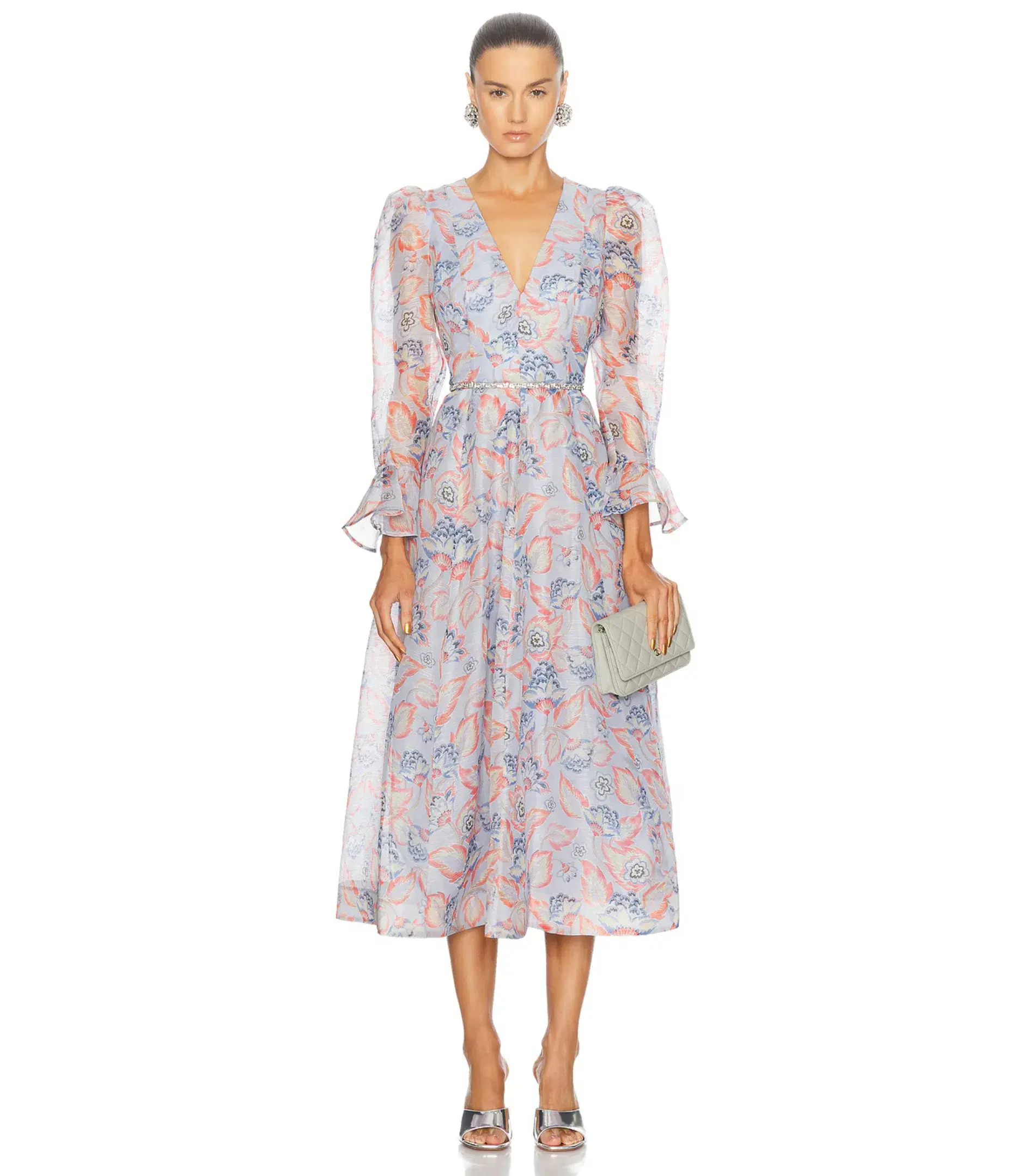 Zimmermann Eden Long Sleeve Midi Dress in Sapphire Eden Size 3 / AU 14 - Image 1