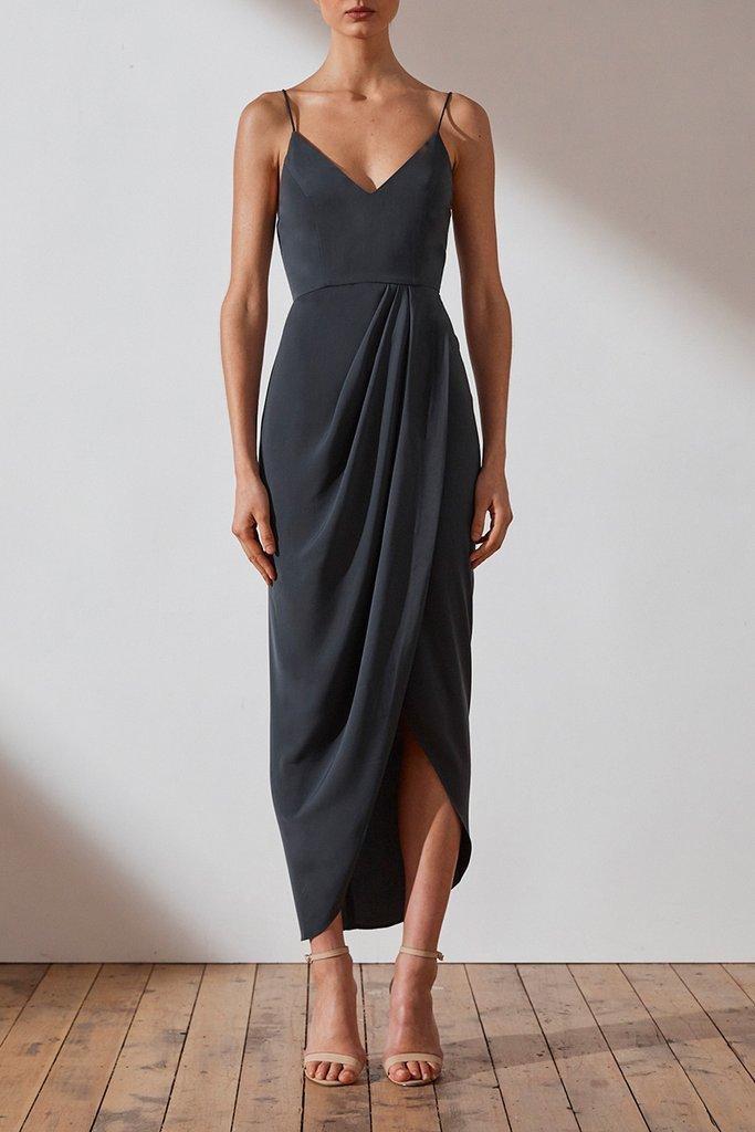 Shona Joy Core Cocktail Dress in Charcoal Size 12 - Image 1