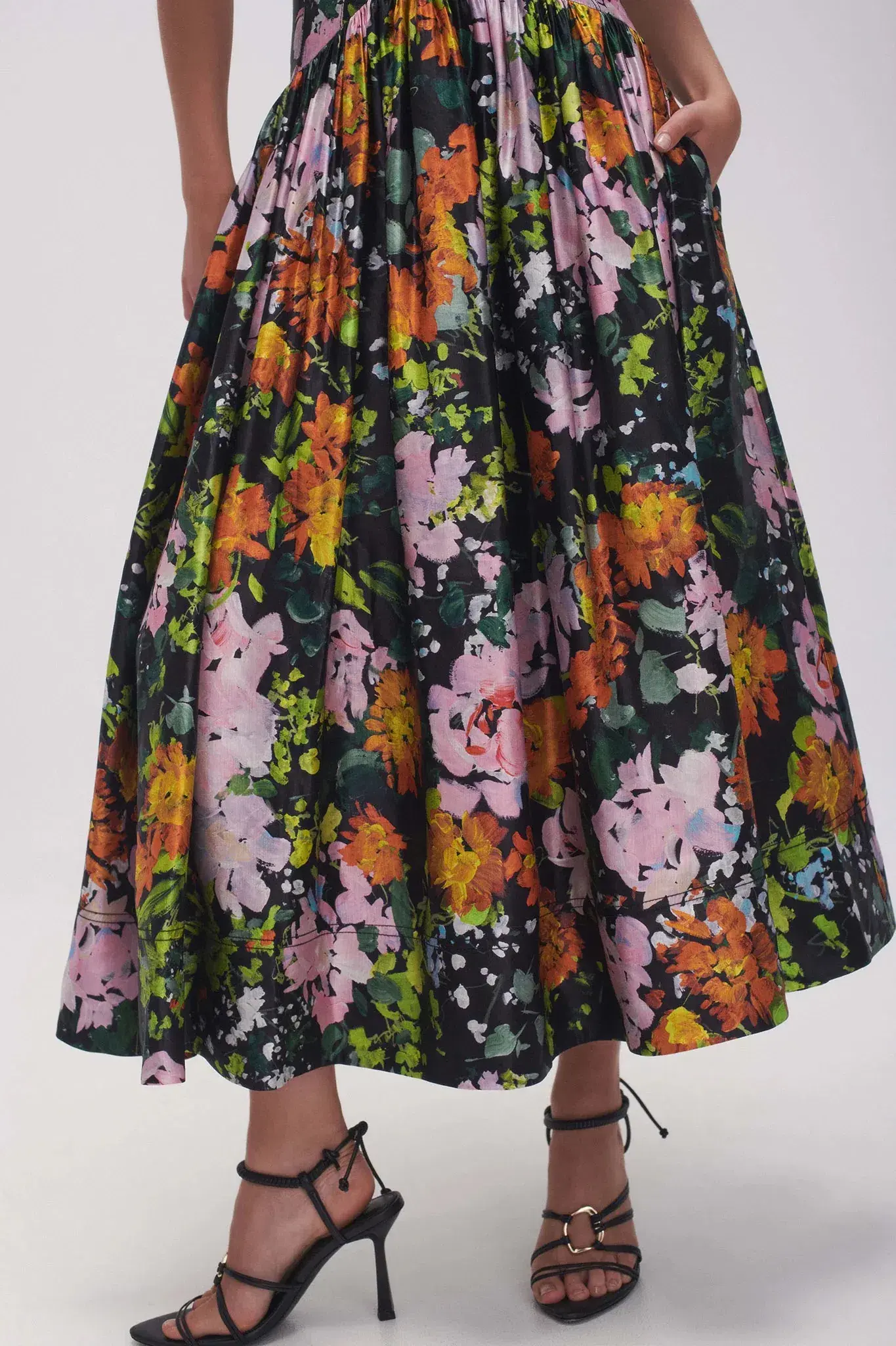 Aje Gabrielle Plunge Midi Dress Midnight Floral Size AU 10  - Image 4