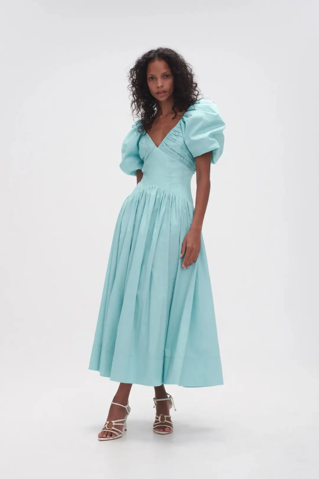 Aje Gabrielle Plunge Midi Dress Spearmint Blue Size AU 10 for rent on The Volte - main image