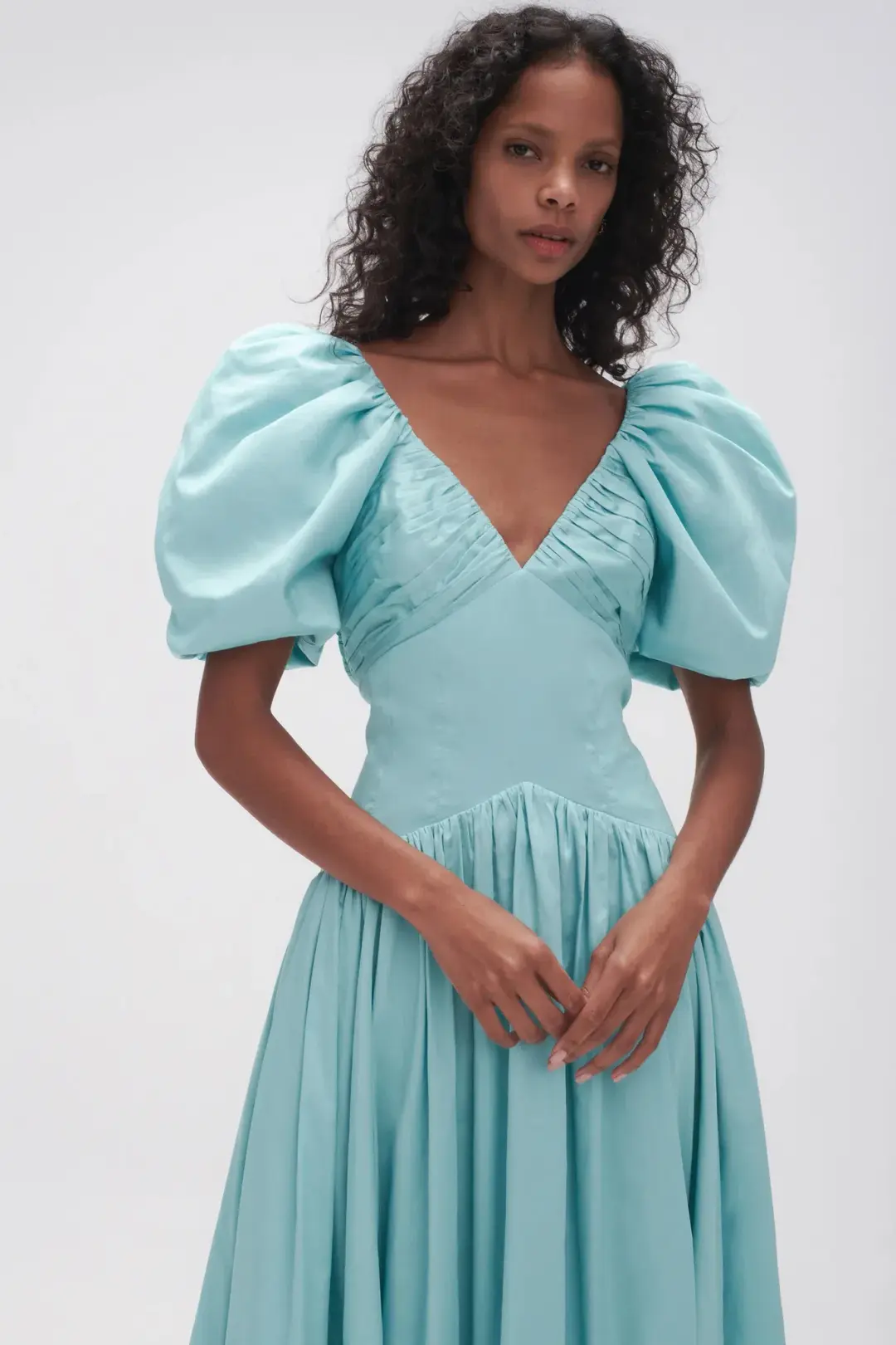Aje Gabrielle Plunge Midi Dress Spearmint Blue Size AU 10 for rent on The Volte - main image