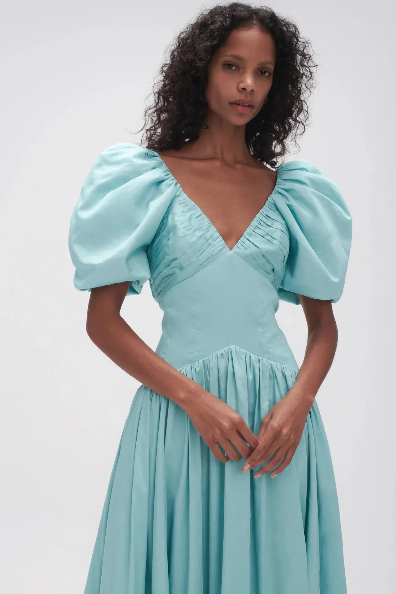 Aje Gabrielle Plunge Midi Dress Spearmint Blue Size AU 10 - Image 3