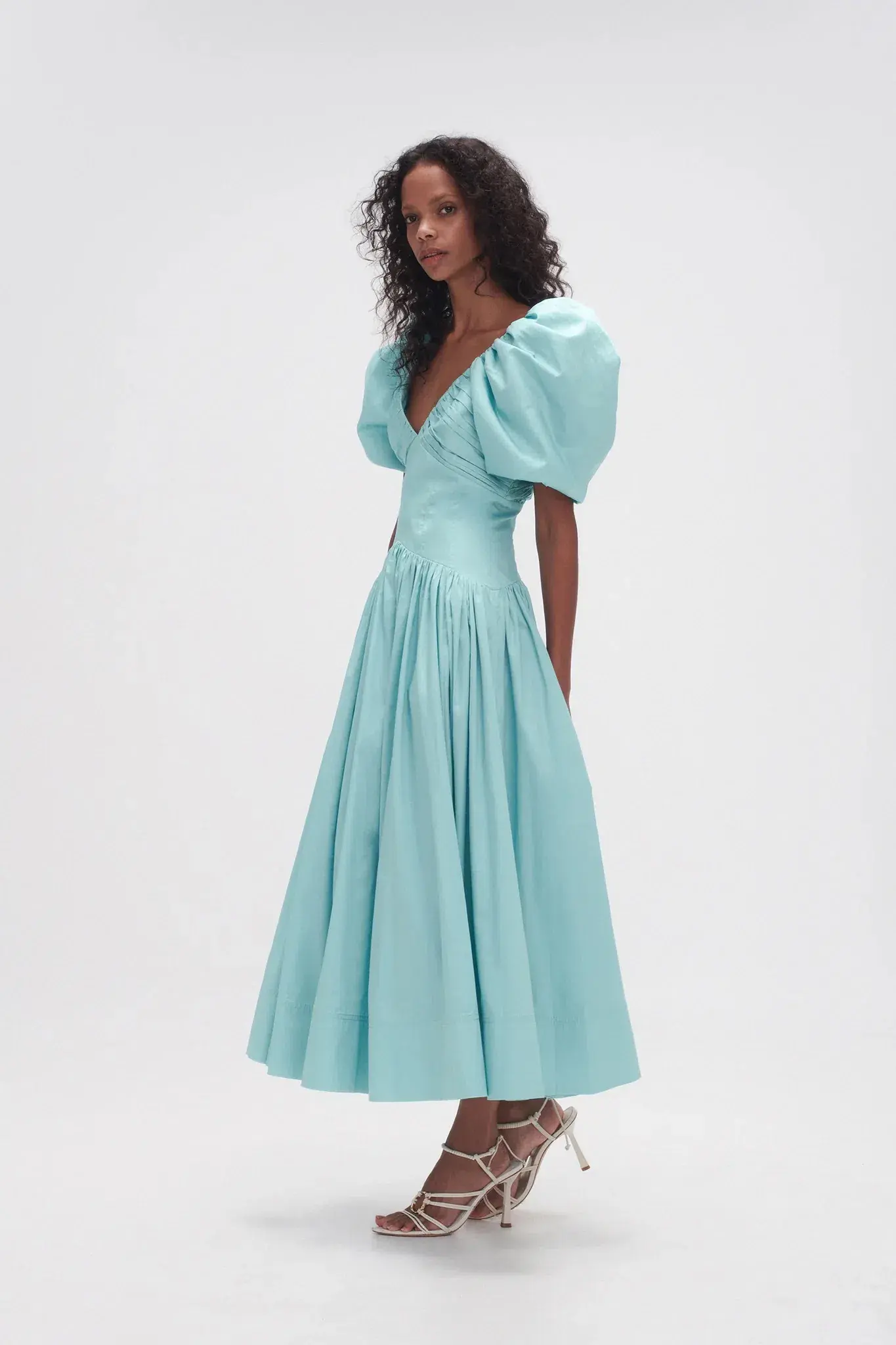 Aje Gabrielle Plunge Midi Dress Spearmint Blue Size AU 10 - Image 2
