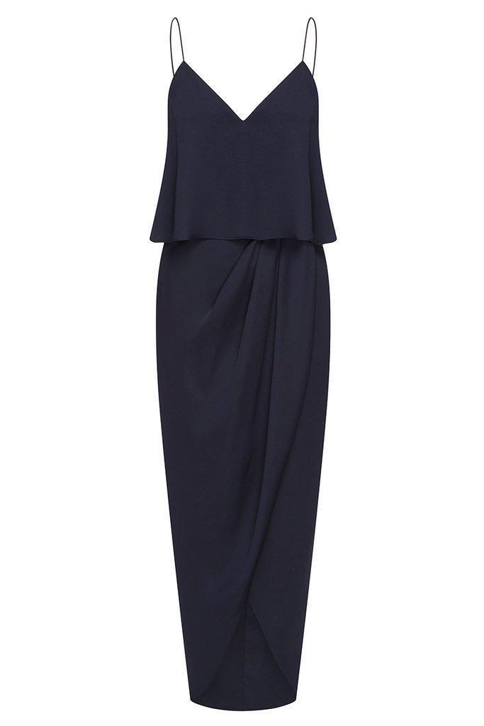 Shona Joy Luxe Cocktail Frill Dress in Sapphire Navy Size 12 for rent on The Volte - main image