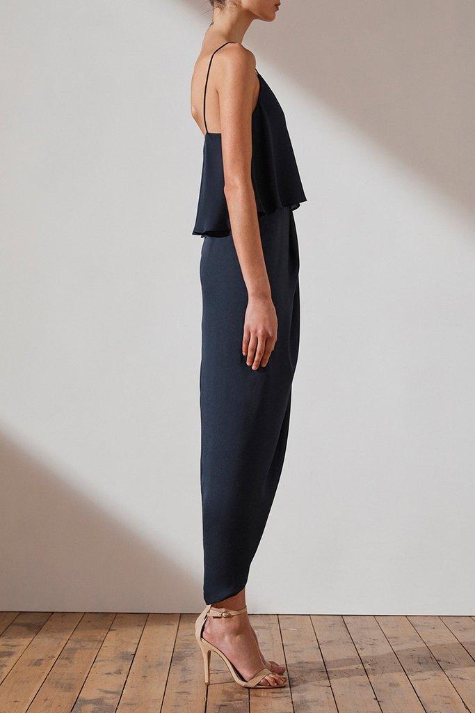 Shona Joy Luxe Cocktail Frill Dress in Sapphire Navy Size 12 - Image 2