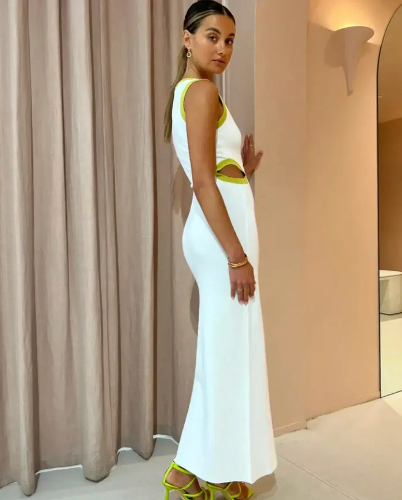 Sir the Label Evalina Cut Out Dress - Citrus/White - Size 1 (8) - Image 3
