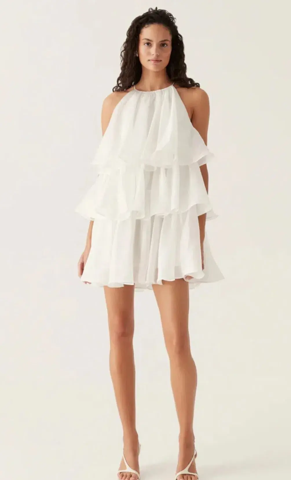 Aje Claudia Tiered Mini Dress White Size 10 - Image 1
