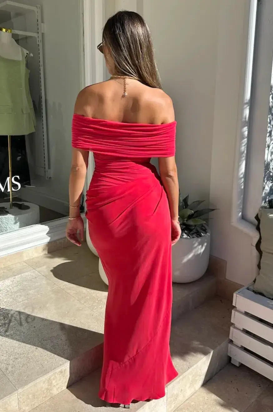 Benni Nico Off Shoulder Maxi Dress Watermelon Size 8 - Image 2