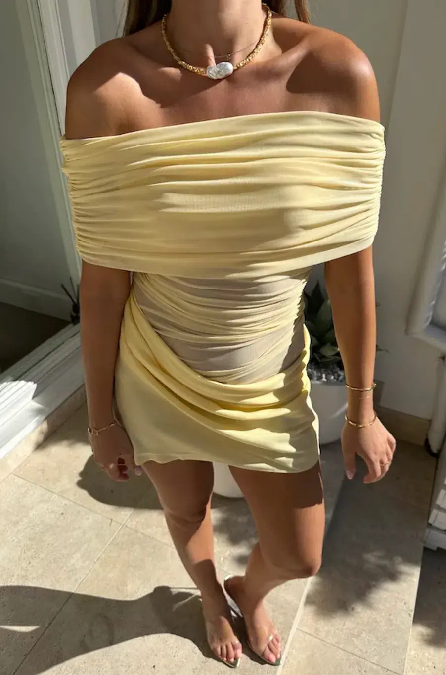 Benni Nico Off Shoulder Mini Dress Butter Size 10 - Image 3