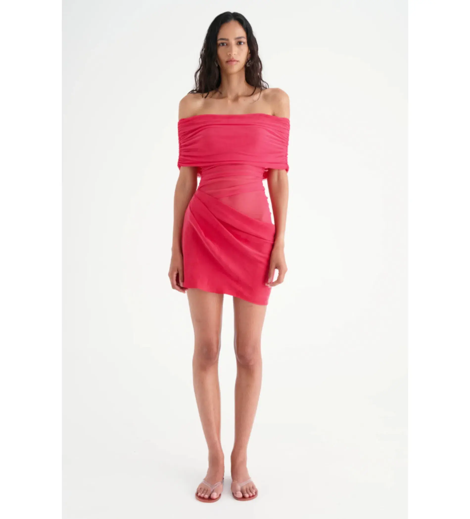 Benni Nico Off Shoulder Mini Dress Watermelon Size 6  - Image 1