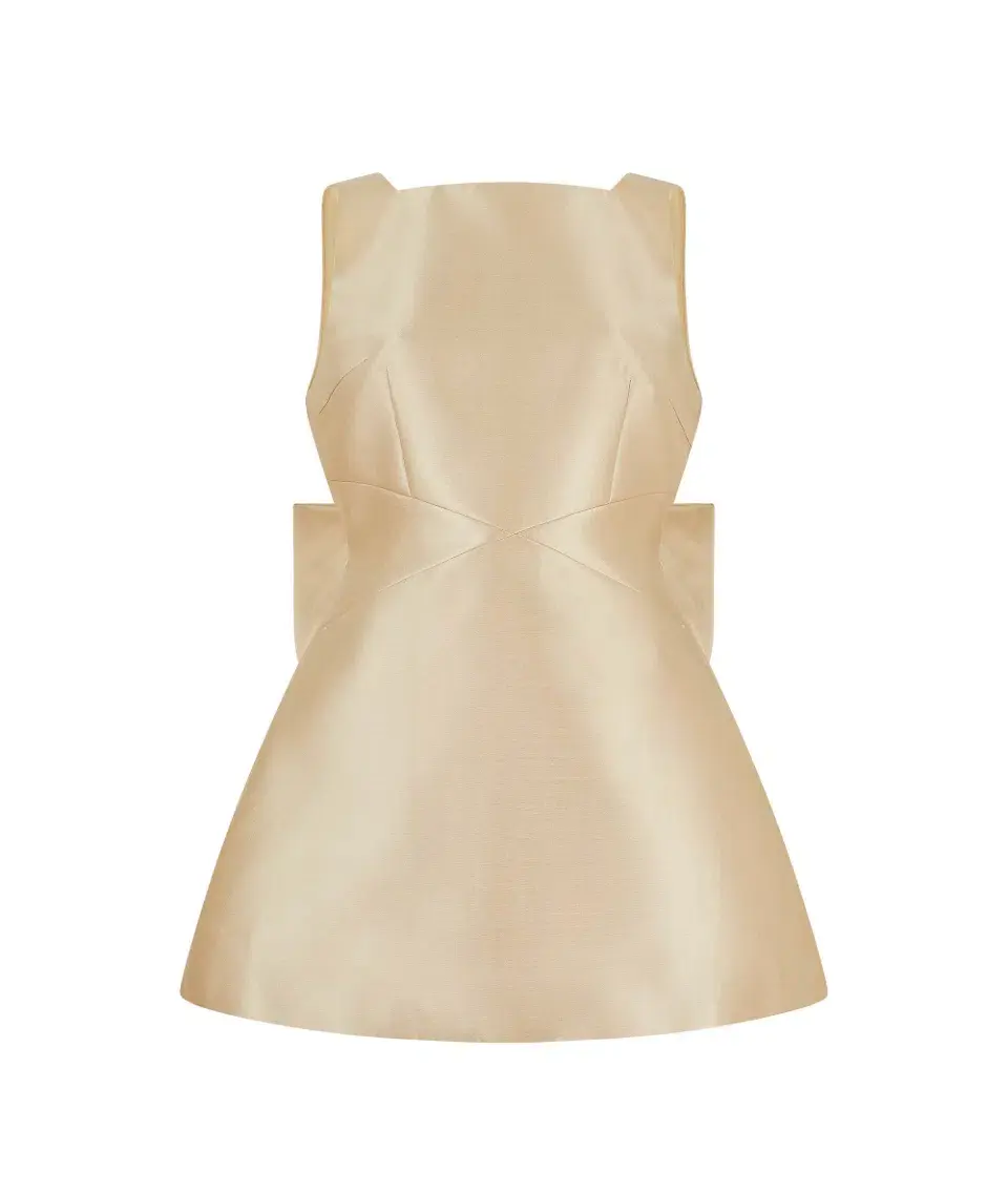 The Ultimate Muse Bow Detail Mini Dress Gold Size 10 - Image 5
