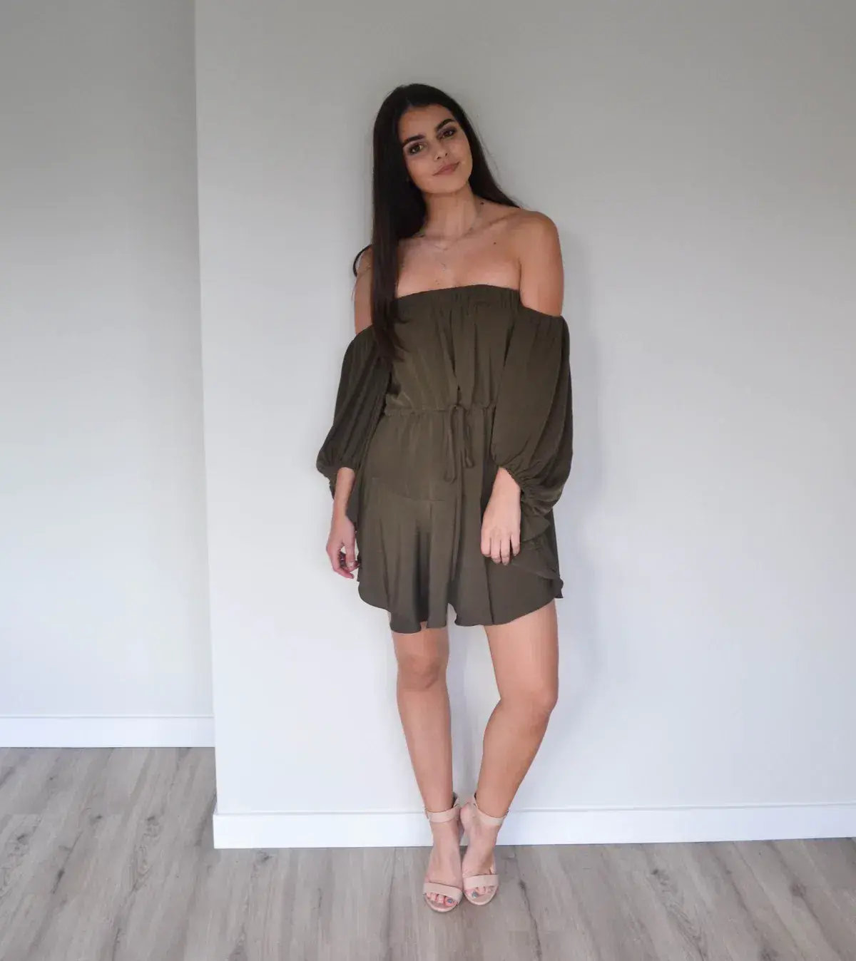 Shona Joy Core Off The Shoulder Mini Dress Green Size 10 - Image 2