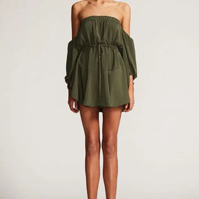 Shona Joy Core Off The Shoulder Mini Dress Green Size 10 - Image 1