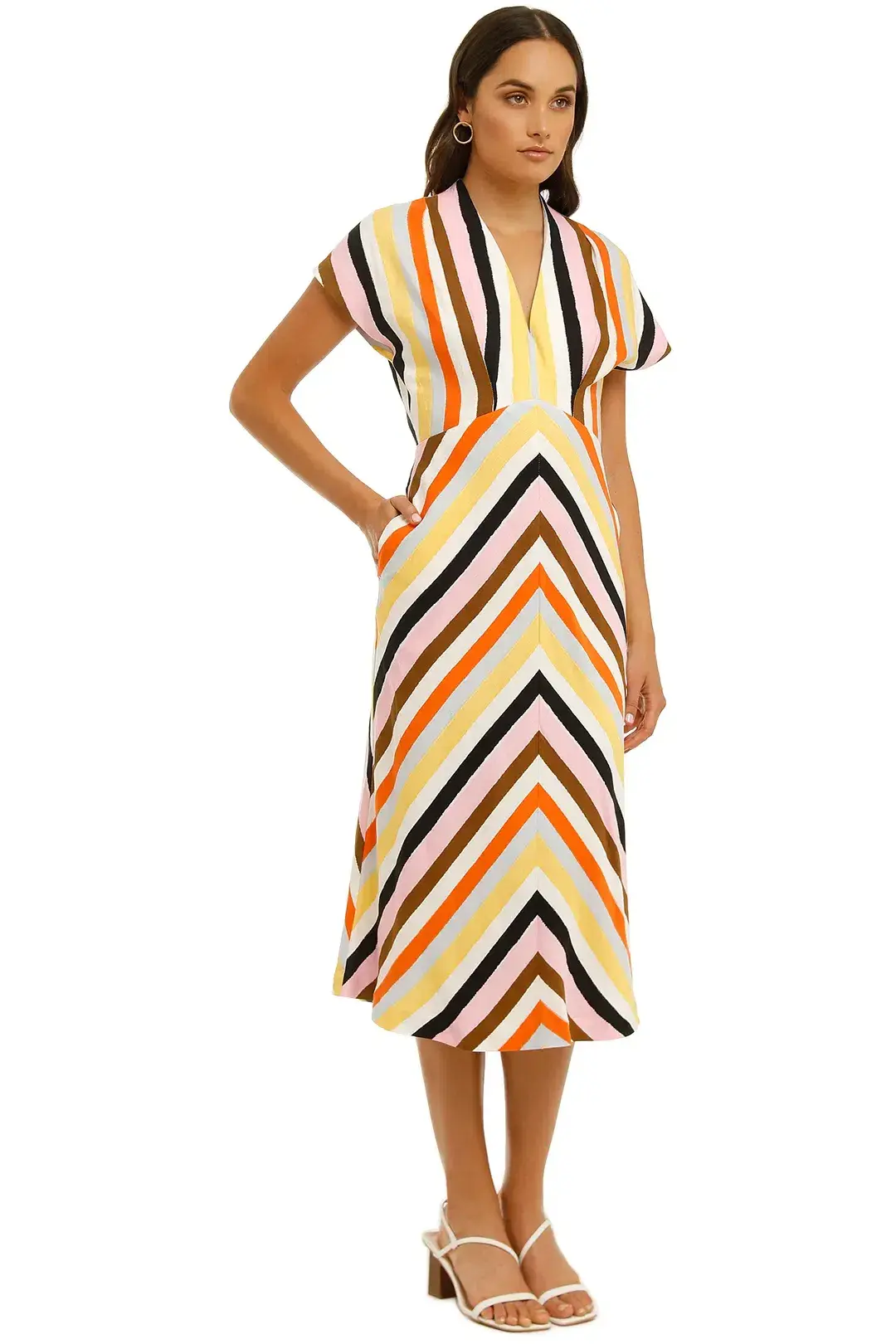 Rebecca Vallance Franklin SS Midi Dress Multi Size 8 - Image 2
