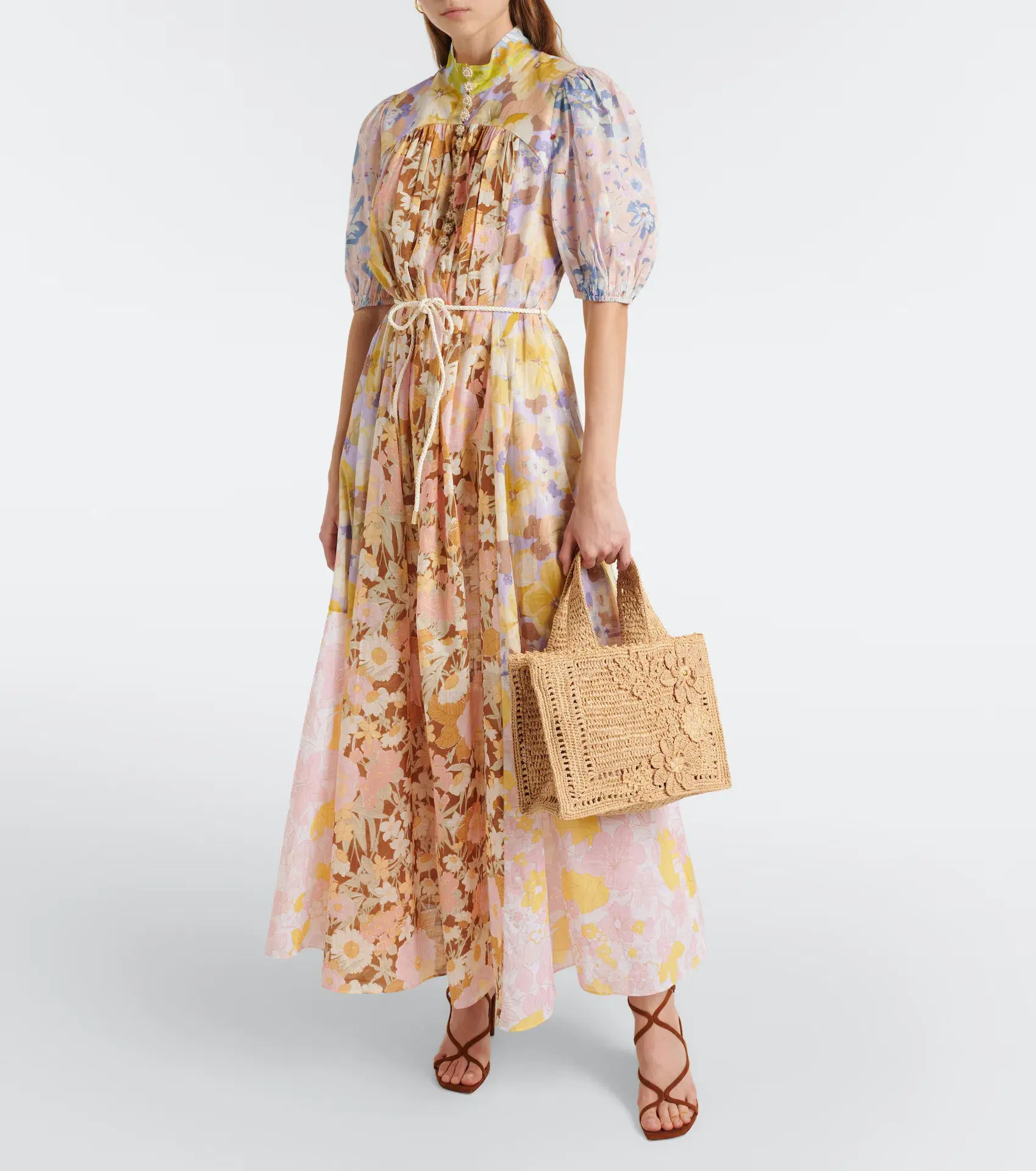 Zimmermann Pop Puff Sleeve Maxi Dress Spliced Size 0 / AU 8 - Image 1
