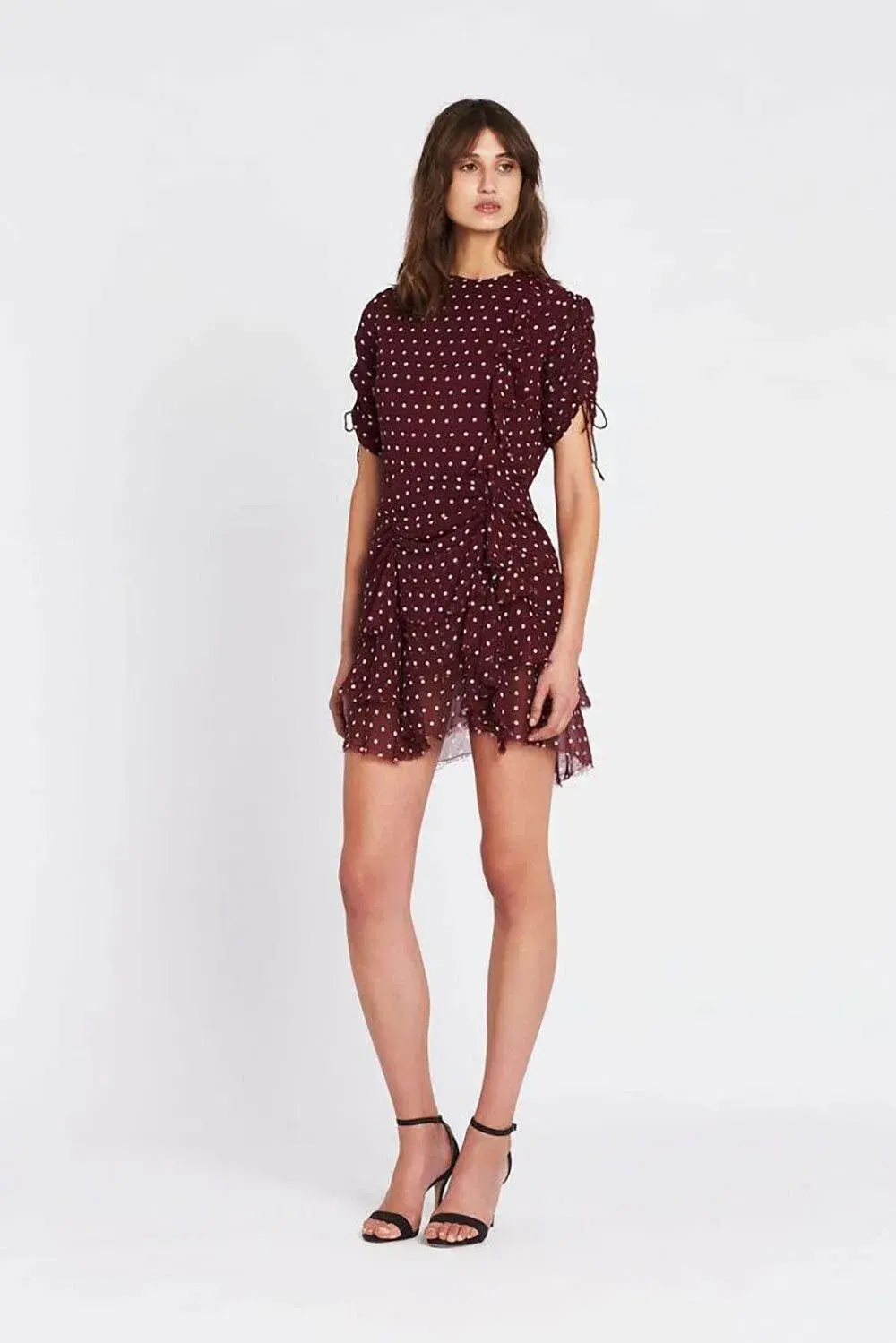 Sir The Label  Marceau Detailed Mini Dress Burgundy Size 2 / AU 10 for rent on The Volte - main image