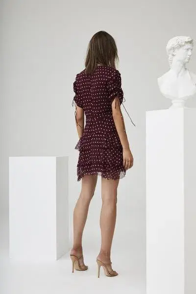 Sir The Label  Marceau Detailed Mini Dress Burgundy Size 2 / AU 10 for rent on The Volte - main image