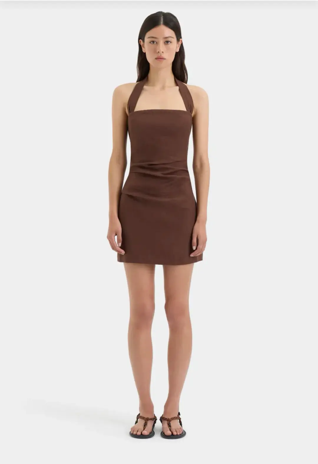 Sir The Label Noemi Halter Mini Dress Brown Size 10/M for rent on The Volte - main image