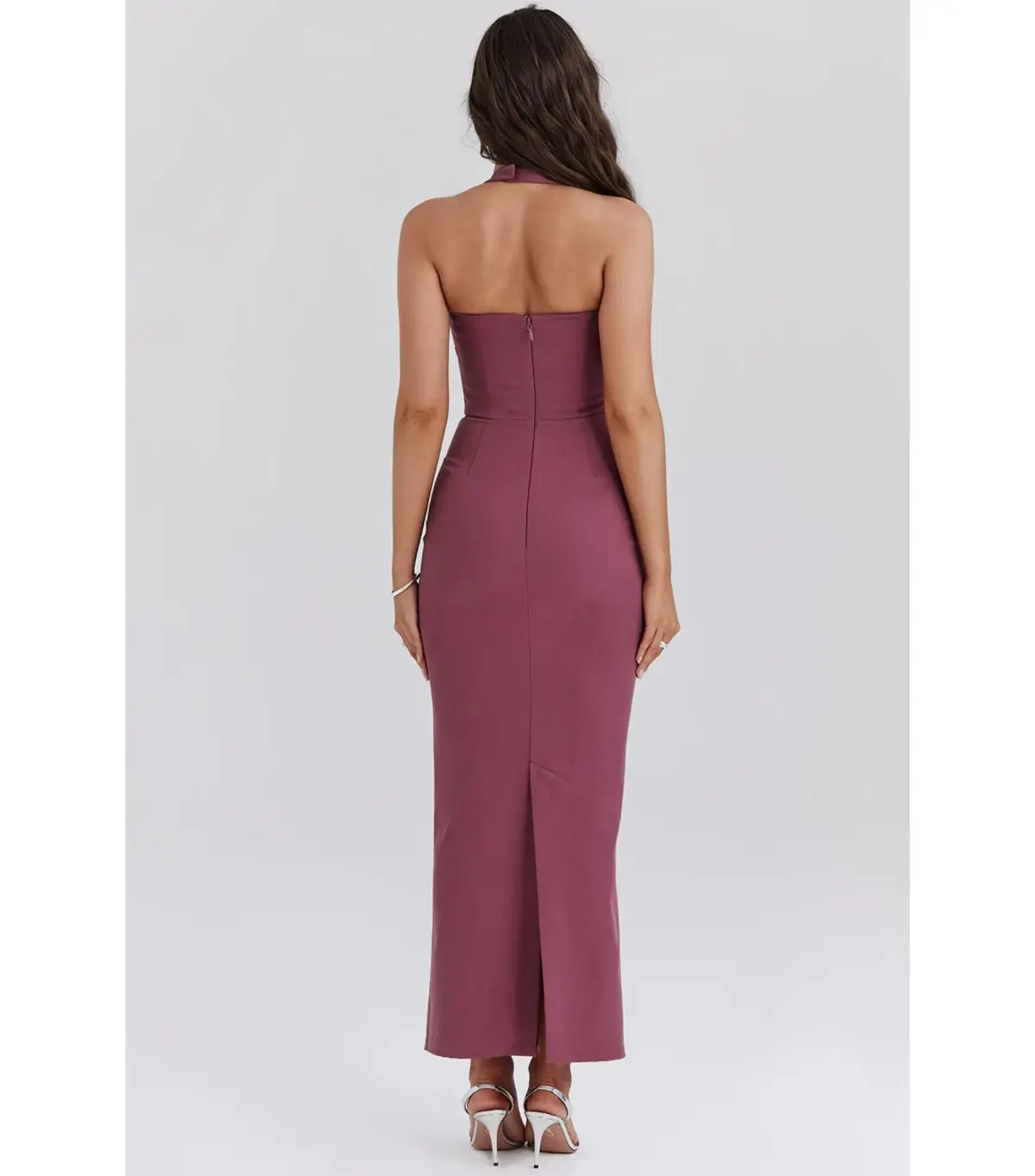 House Of CB Mia Twill Halter Dress Mulberry Size AU 6  - Image 4