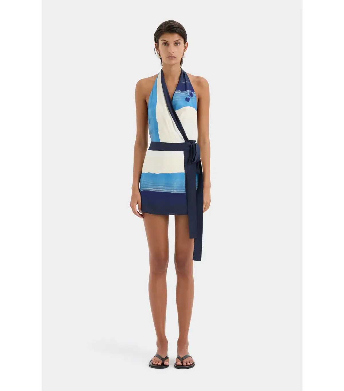 Sir the Label Mariner Wrap Halter Mini Dress Shoreline Stripe Size AU 3 / AU 12  - Image 1