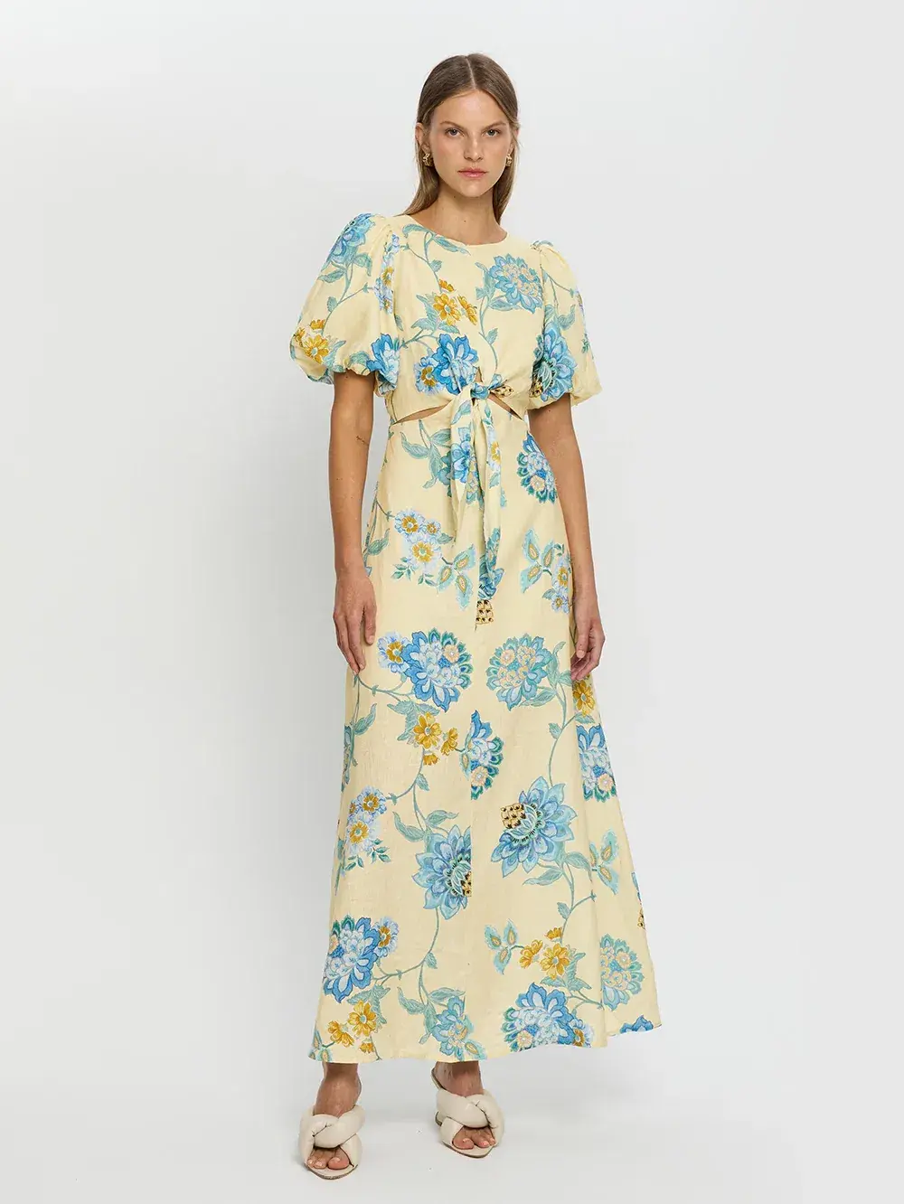 Kivari Giselle Cut Out Maxi Dress Floral Size AU 10 - Image 1