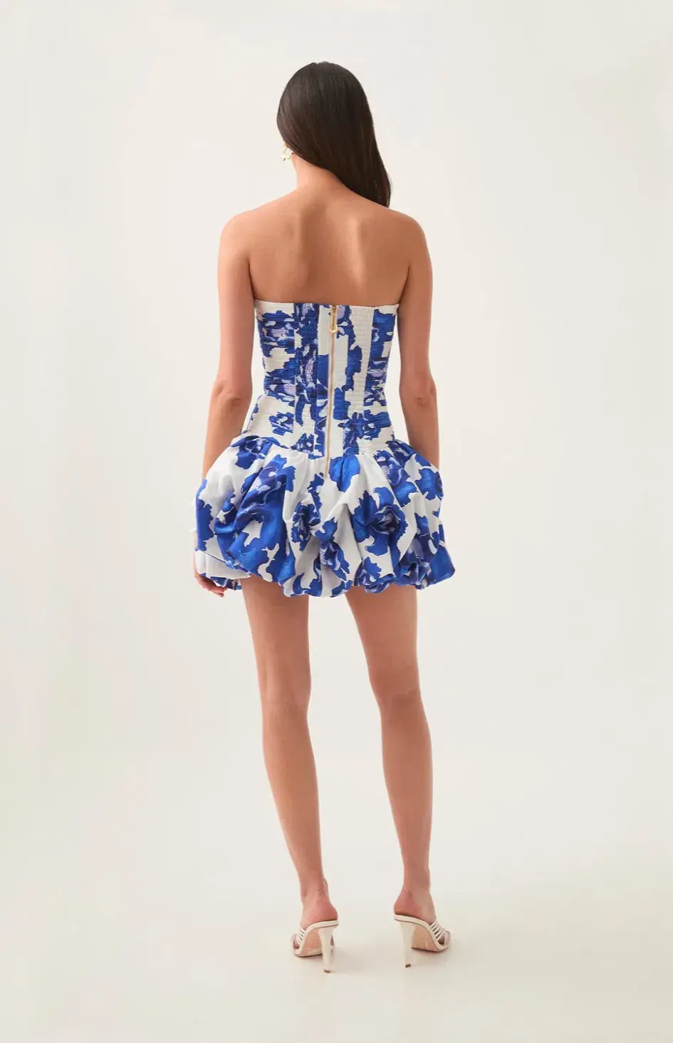 Aje Violette Bubble Hem Mini Dress Boldly Blooming Cobalt Size XS / AU 6 - Image 3