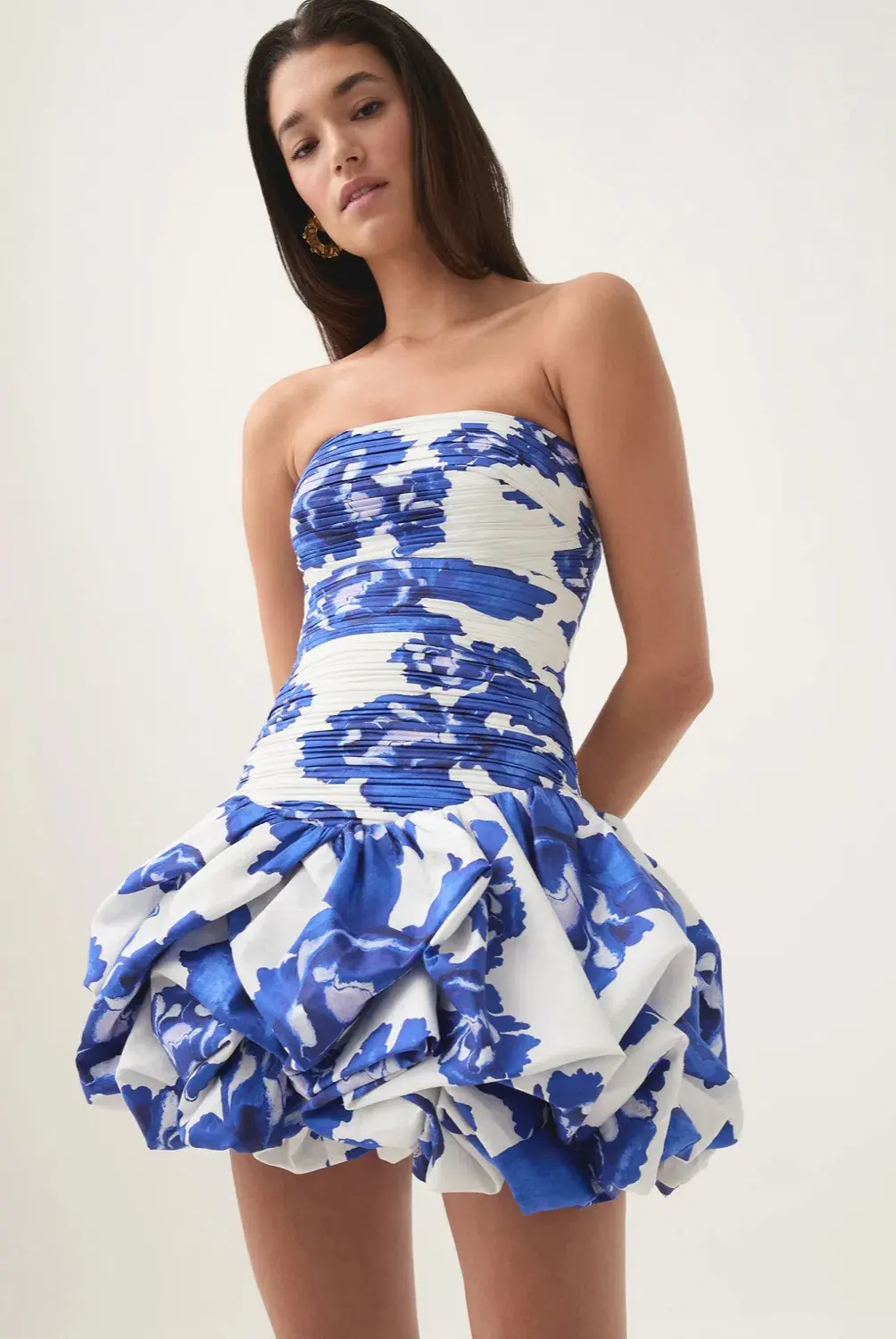 Aje Violette Bubble Hem Mini Dress Boldly Blooming Cobalt Size XS / AU 6 - Image 1