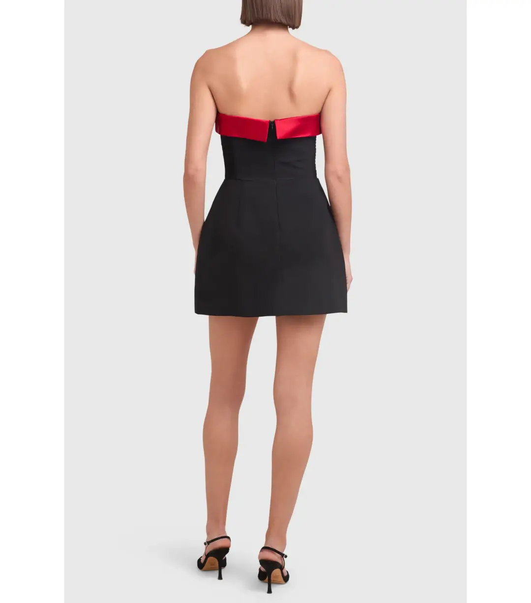 Amanda Uprichard Lucienne Skort Romper in Black/Ruby Capri Size S / AU 8 for rent on The Volte - main image