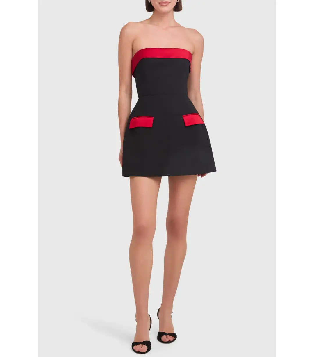 Amanda Uprichard Lucienne Skort Romper in Black/Ruby Capri Size S / AU 8 for rent on The Volte - main image