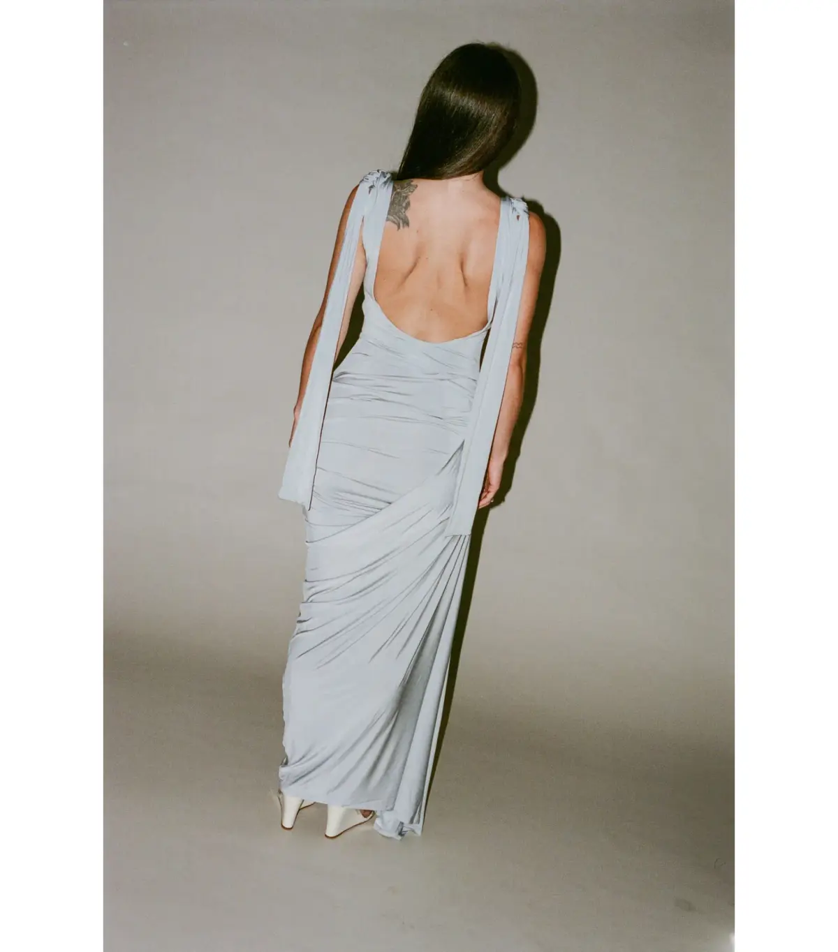 Paris Georgia Ballerina Draped Dress Cloud Grey Size S / AU 8  - Image 5