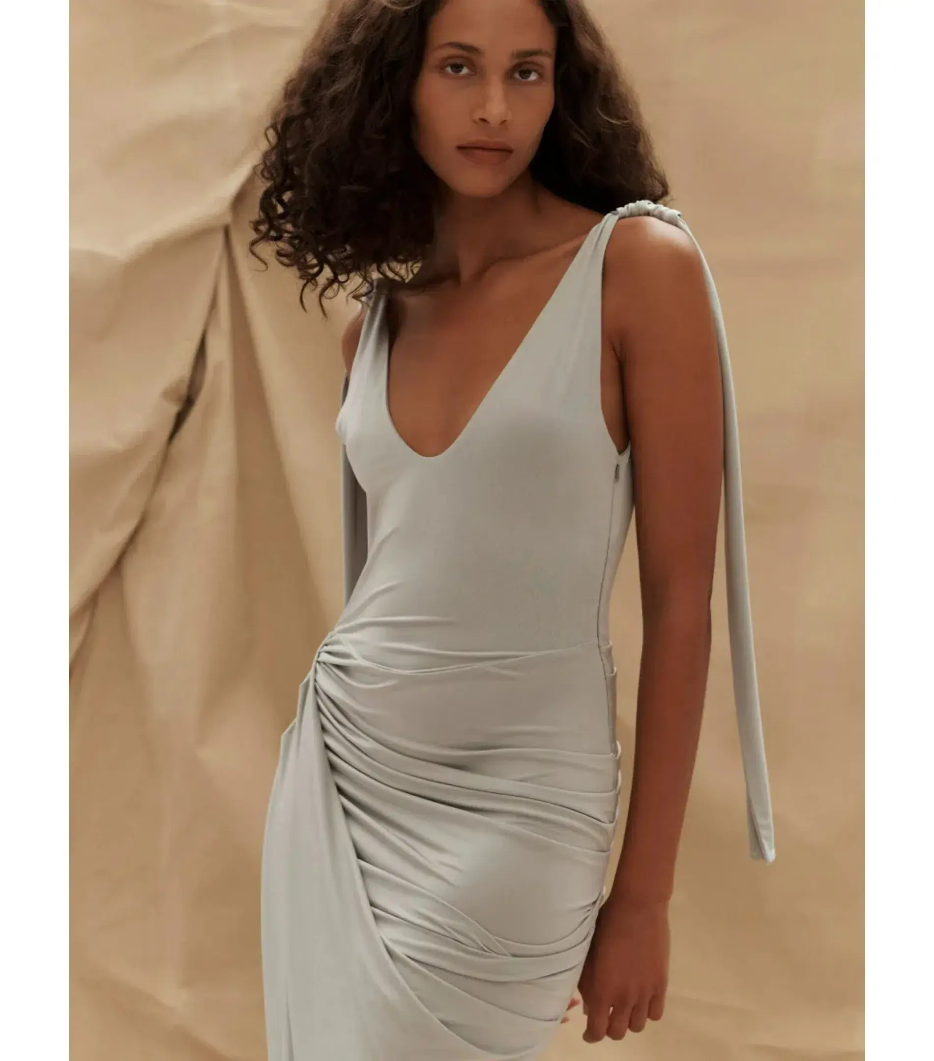Paris Georgia Ballerina Draped Dress Cloud Grey Size S / AU 8  - Image 2