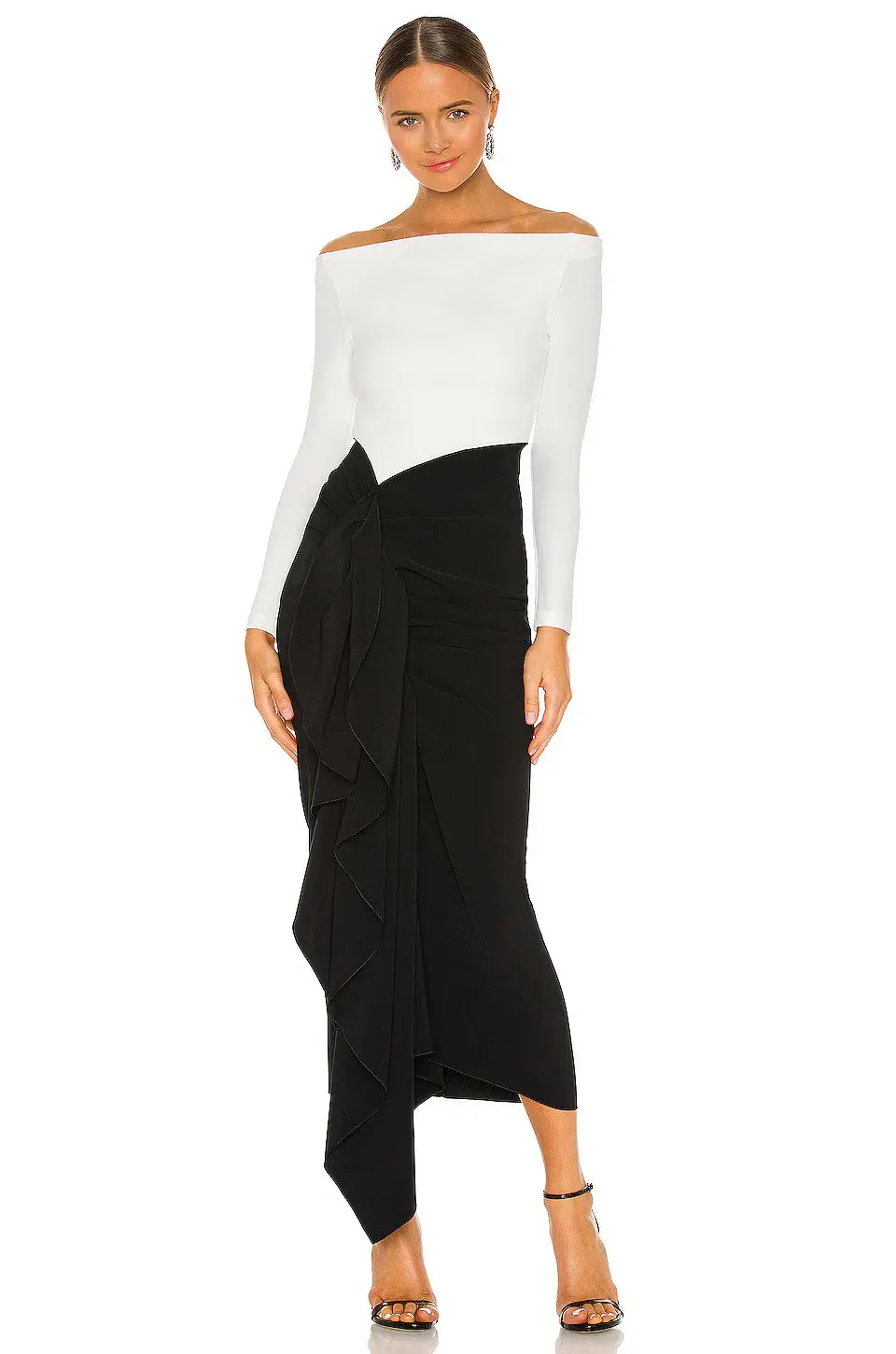 Solace London Lotus Midi Dress Black/Cream Size XS / AU 6 for rent on The Volte - main image