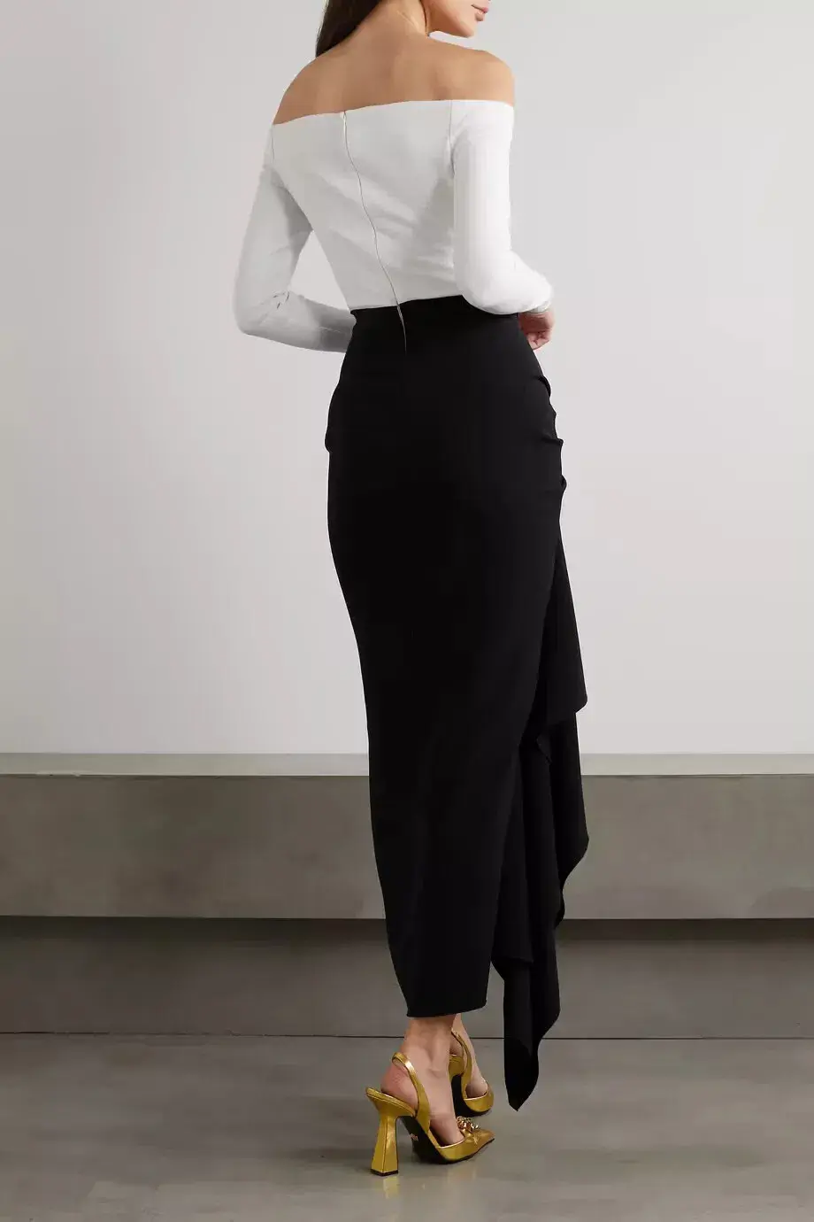 Solace London Lotus Midi Dress Black/Cream Size XS / AU 6 for rent on The Volte - main image