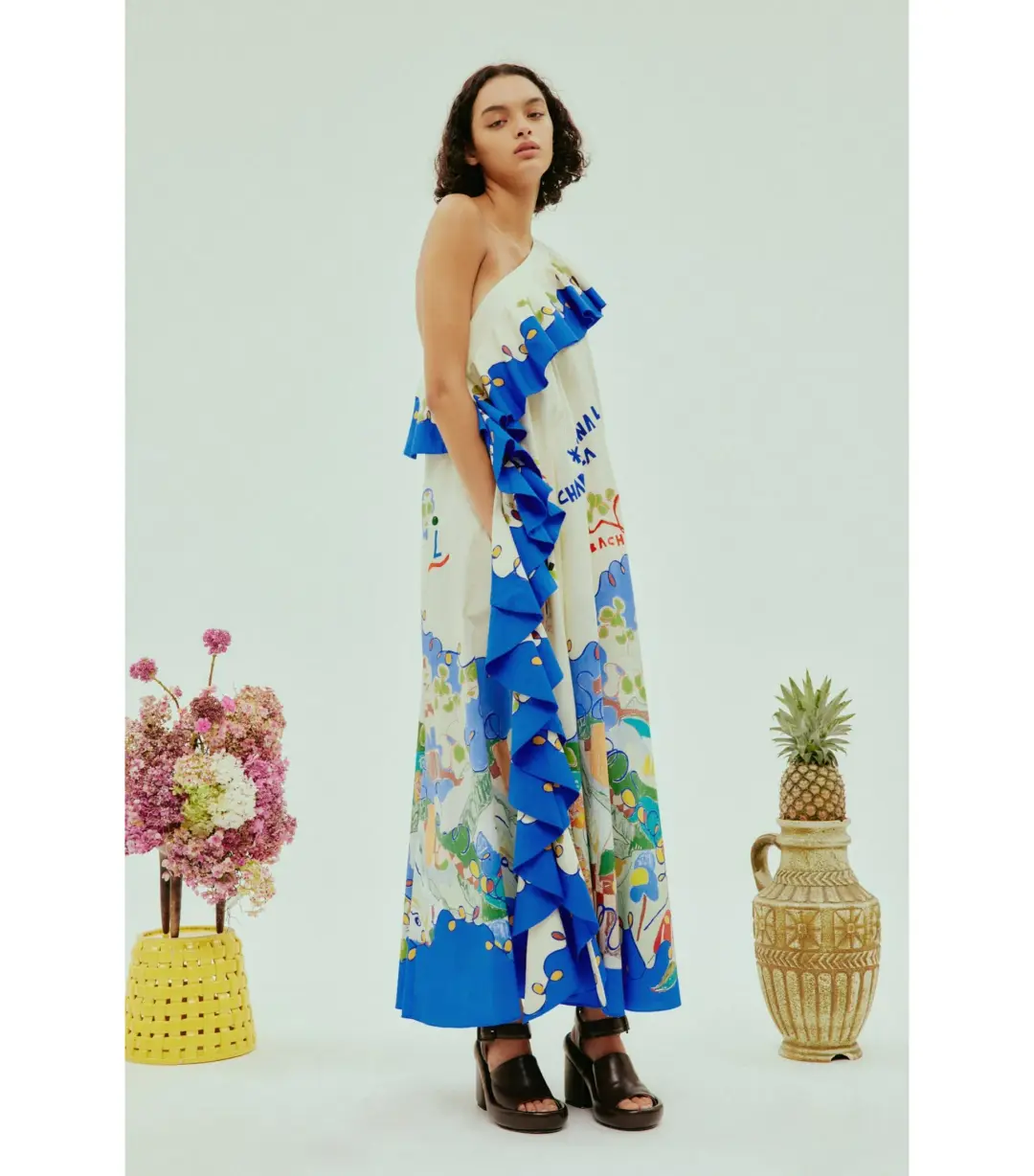 Alemais Nadia One Shoulder Ruffle Dress Print Size AU 10 for rent on The Volte - main image