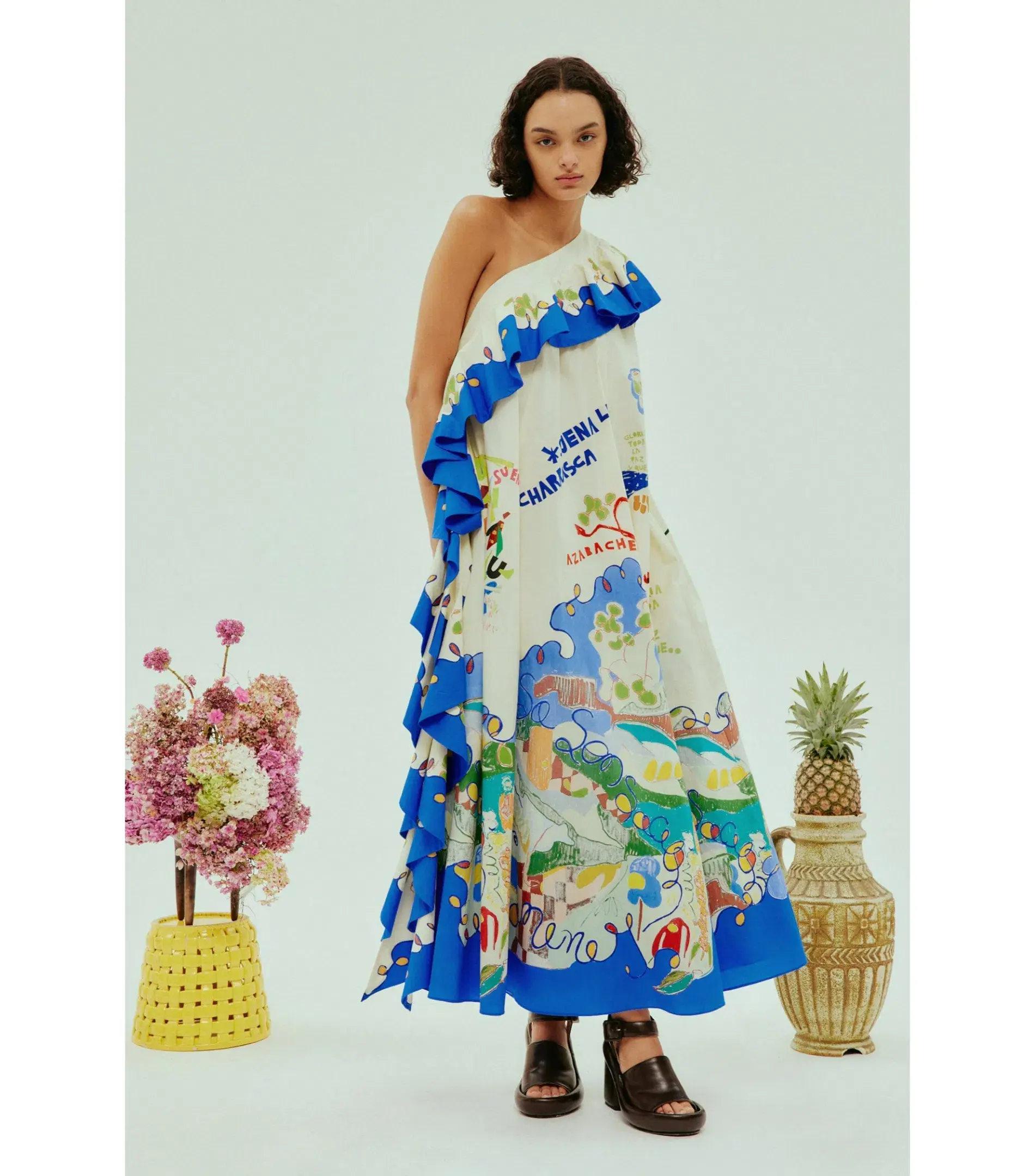 Alemais Nadia One Shoulder Ruffle Dress Print Size AU 10 - Image 1