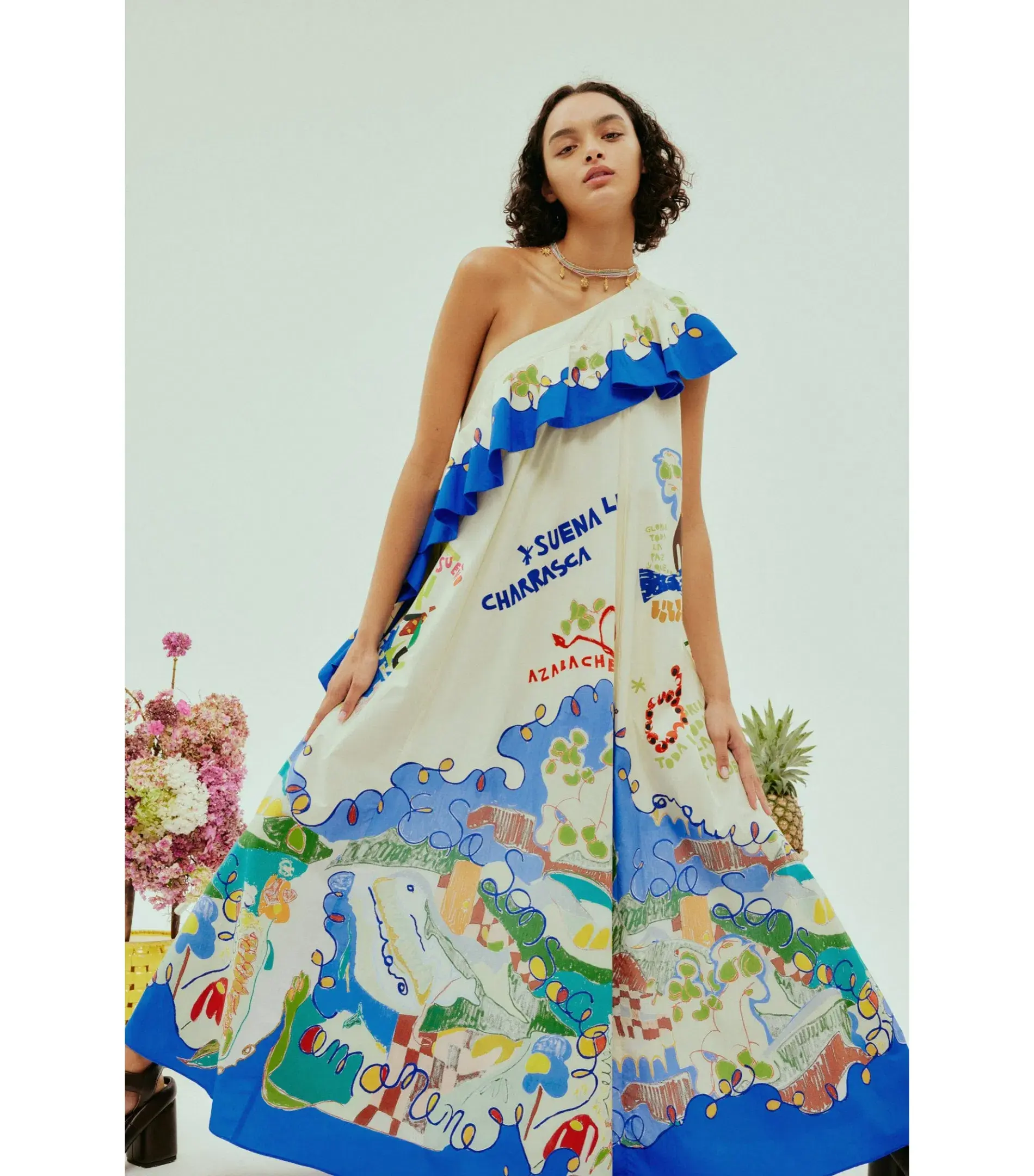 Alemais Nadia One Shoulder Ruffle Dress Print Size AU 10 - Image 4