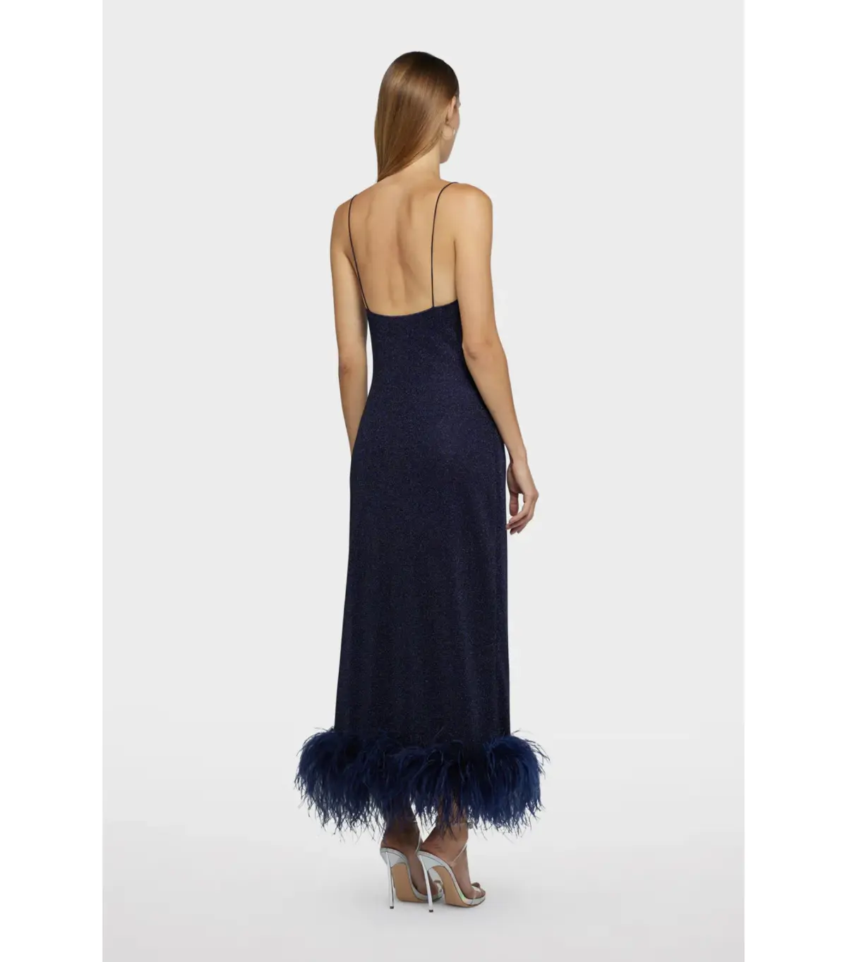 Oseree SS25 Lumière Plumage Slip Dress in Night Blue Size AU 6 - Image 3