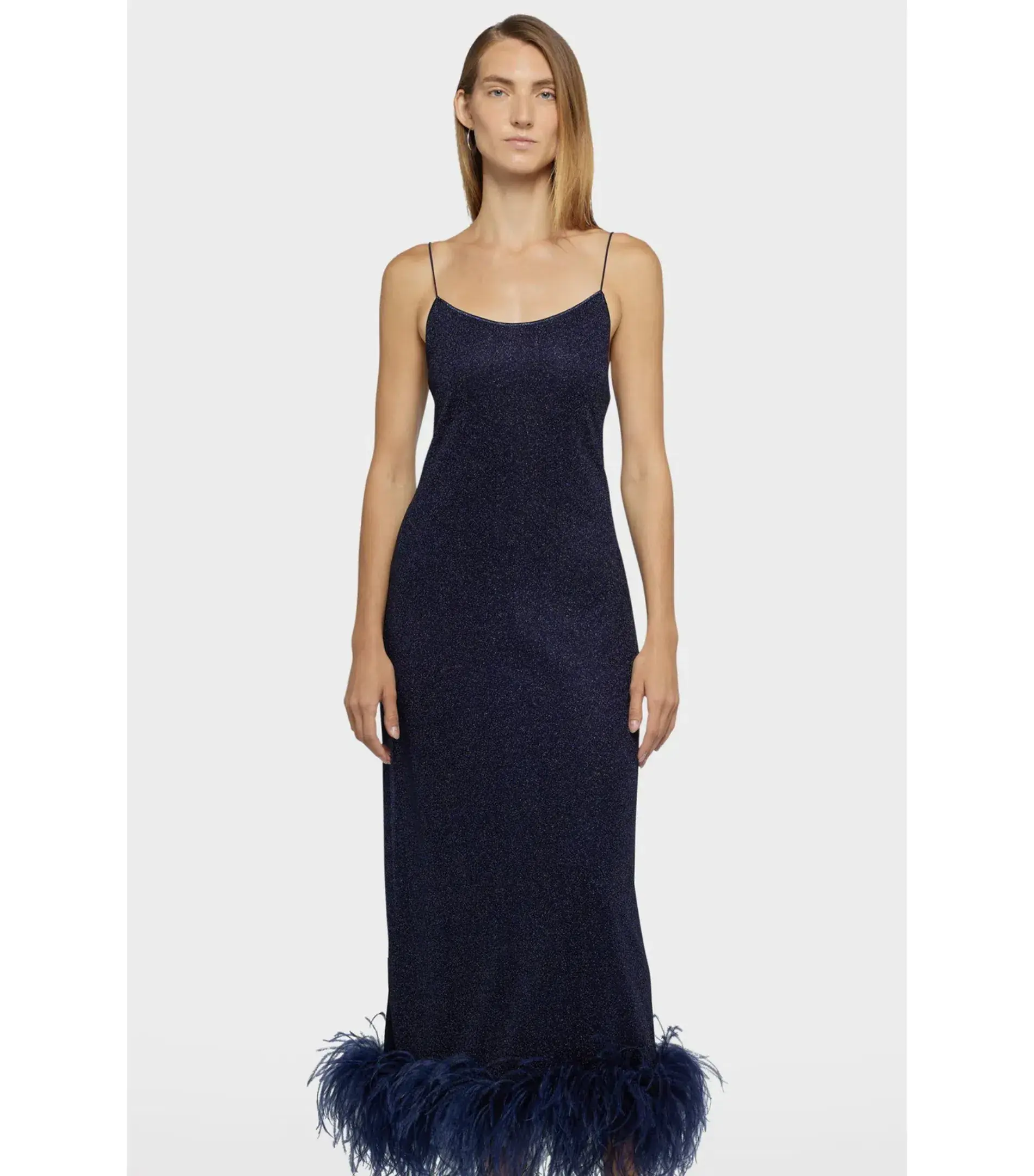 Oseree SS25 Lumière Plumage Slip Dress in Night Blue Size AU 6 - Image 2