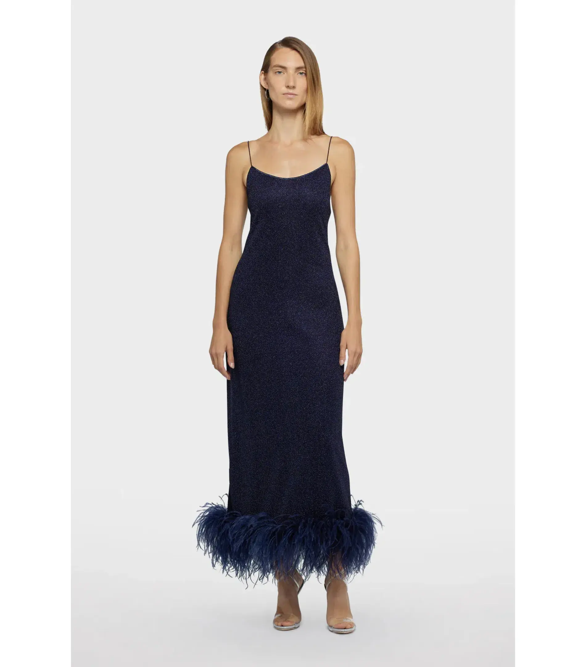 Oseree SS25 Lumière Plumage Slip Dress in Night Blue Size AU 6 - Image 1