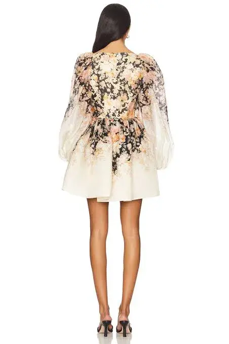 Zimmermann illustration Draped Mini Dress Tea Rococo Floral 2 / AU 12 - Image 2