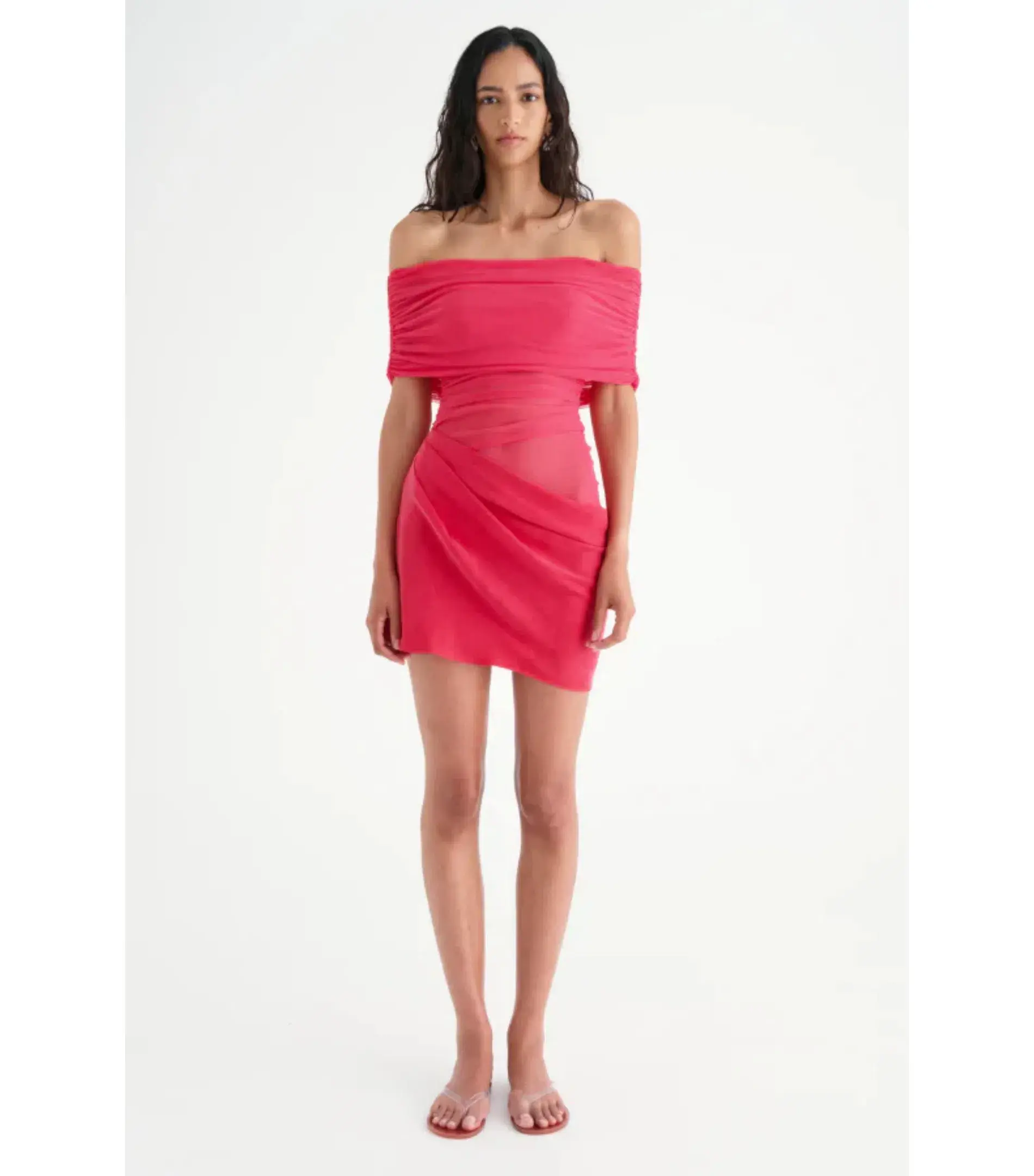 Benni Nico Off Shoulder Mini Dress Watermelon Size AU 6  - Image 1