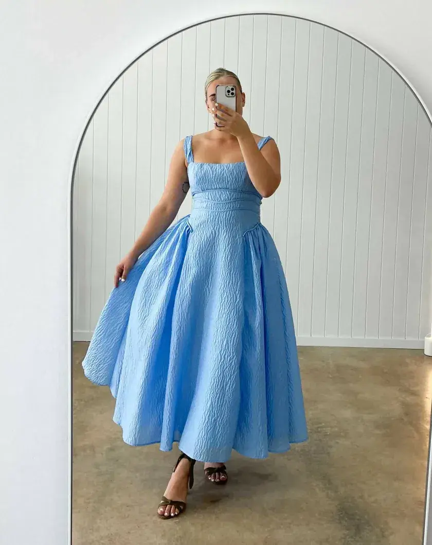 Rachel Gilbert Sophy Strap Midi Dress in Blue Size 4 / AU 14 - Image 1