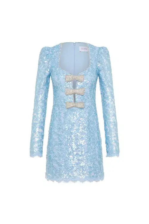 Rebecca Vallance Leyla Long Sleeve Mini Dress Blue Size AU 12 - Image 6
